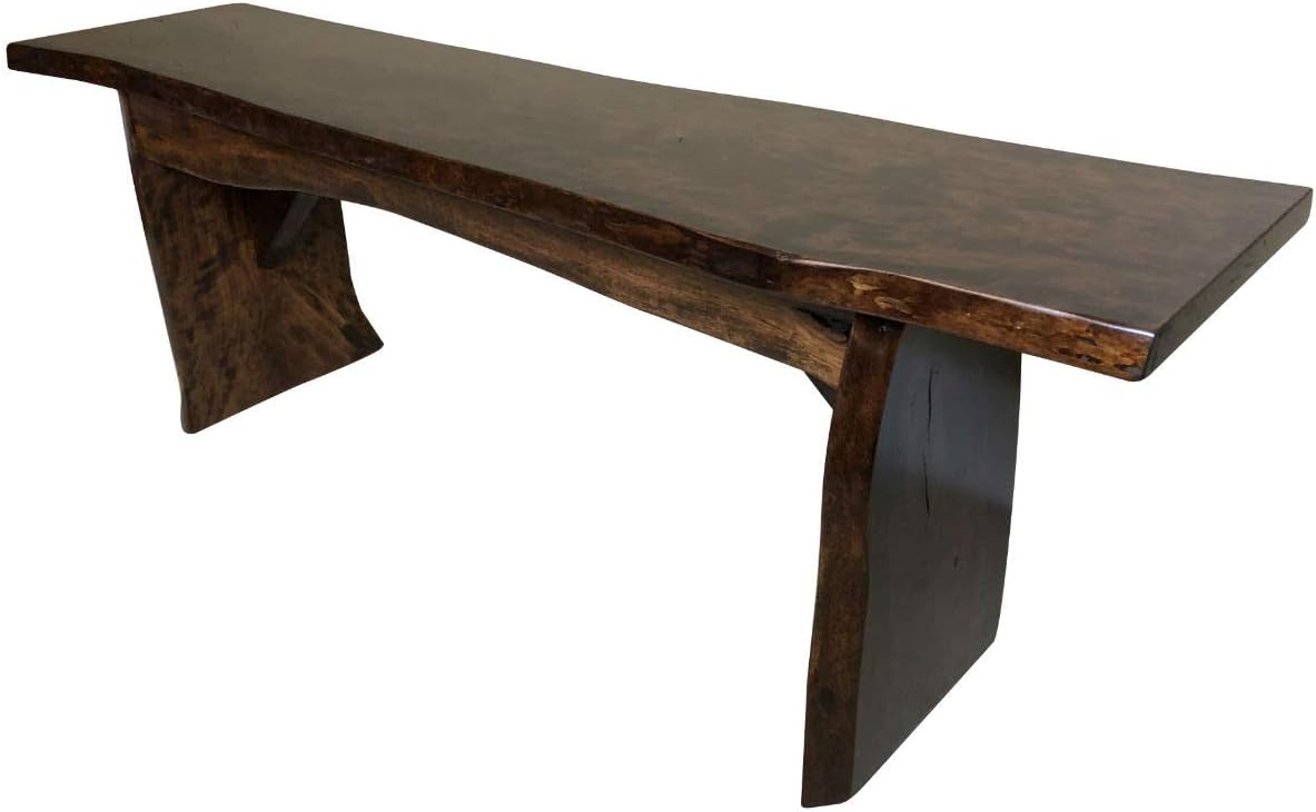 Live Edge Wooden Bench – Solid Wood Dining Bench – Rustic Home Décor Furniture – Natural Edge Wooden Slab Bench (3' Long, Rustic Cherry Wood with Asbury Stain)