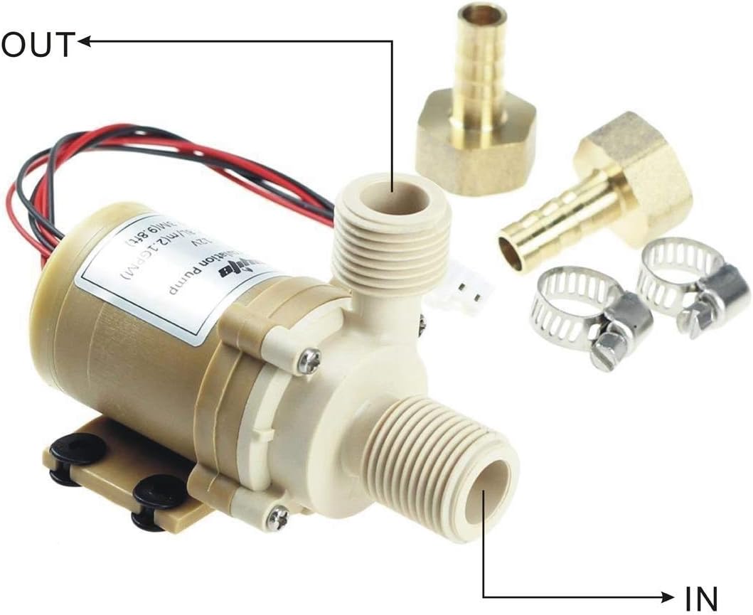 bayite BYT-7A006 DC 12V Solar Hot Water Heater Circulation Pump Low Noise 3M Discharge Head 2.1GPM