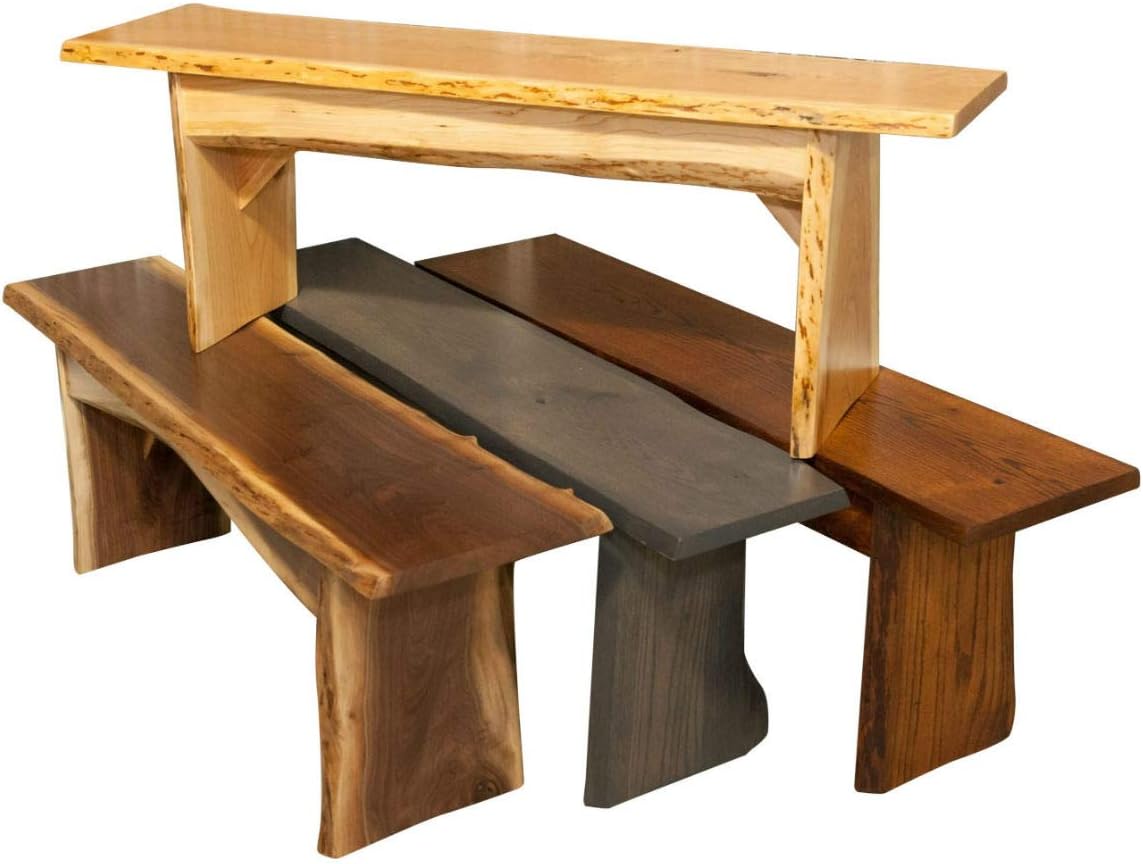 Rustic Red Door Co. Live Edge Wooden Bench - Solid Wood Dining Bench Furniture - Natural Edge Wooden Slab Bench (3' Long, Oak Wood with Cappuccino Stain)