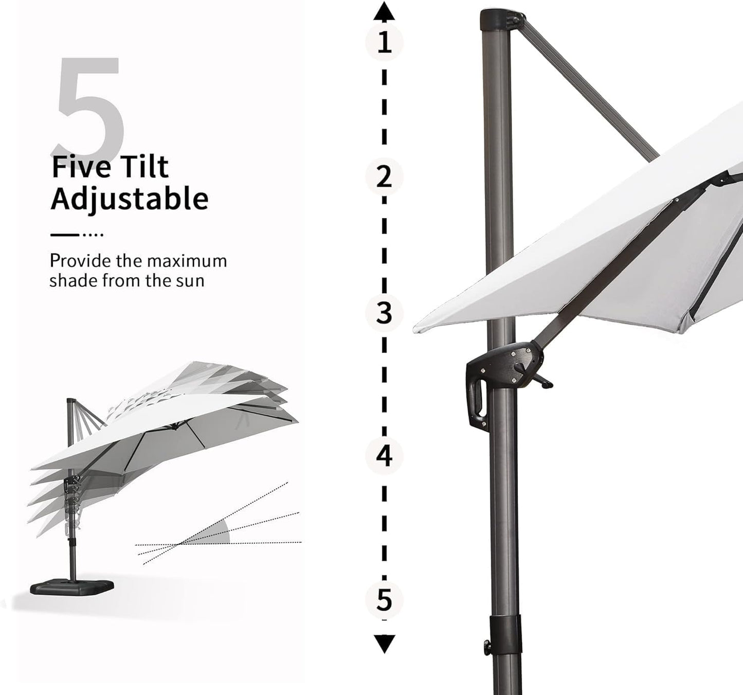 PURPLE LEAF 9' X 11.5' Patio Umbrella Outdoor Cantilever Rectangle Umbrella Aluminum Offset Umbrella with 360-degree Rotation for Garden Deck Pool Patio, White