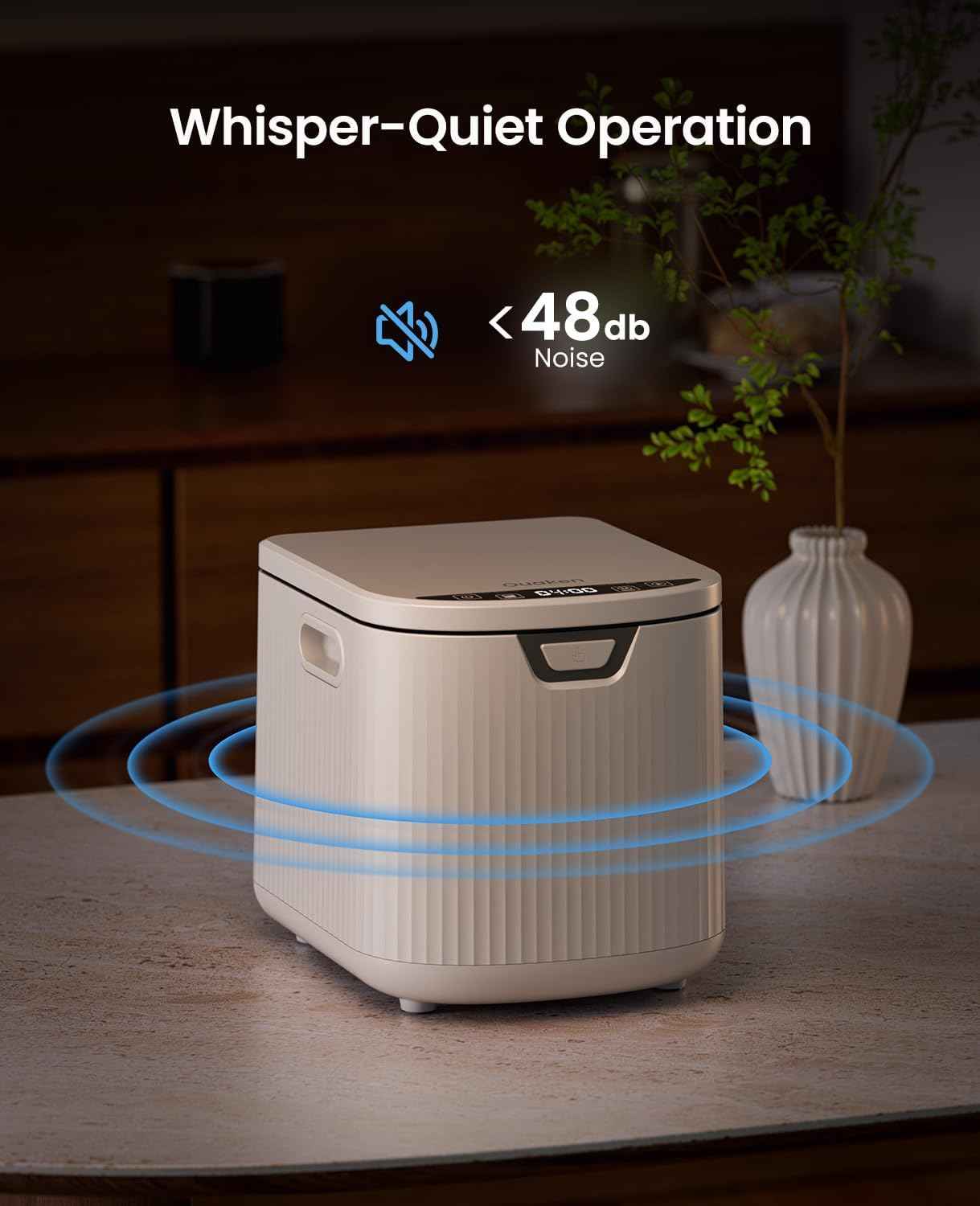 Electric Composter for Kitchen,Ouaken 3L Indoor Kitchen Waste Compost Machine Countertop Smart Composting Bin,Compact Food Recycler for Home with Low Noise,Odorless,Auto-Clean,LED Display