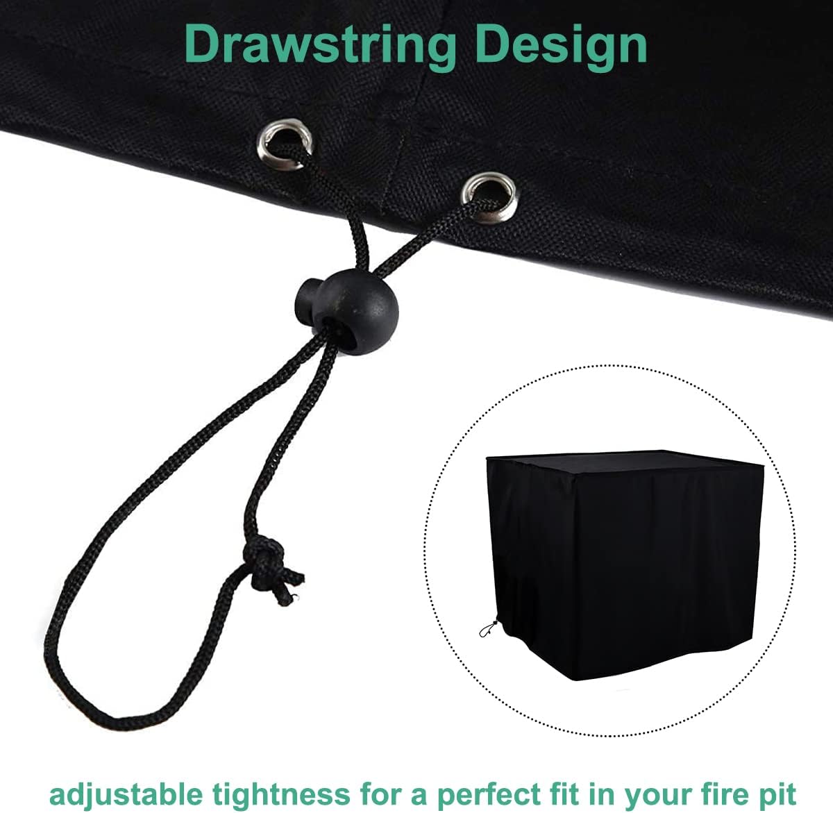 Fire Pit Cover Patio Cover Square 600D Heavy Duty Fire Pit Covers 32x32x24 Inch Outdoor FirePit Covers for 28 29 30 31 Inch Square Fire Pit