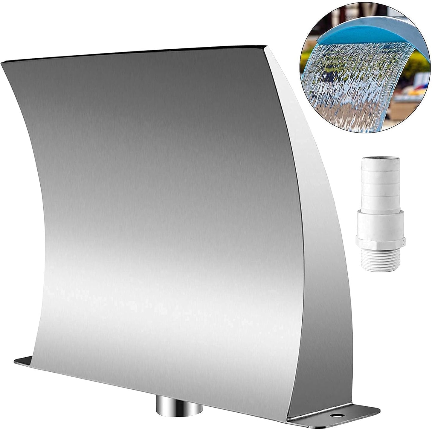 Pool Waterfall Fountain 304 Stainless Steel, Pool Fountains for Inground Pools, Garden Outdoor Waterfalls Sheer Descent