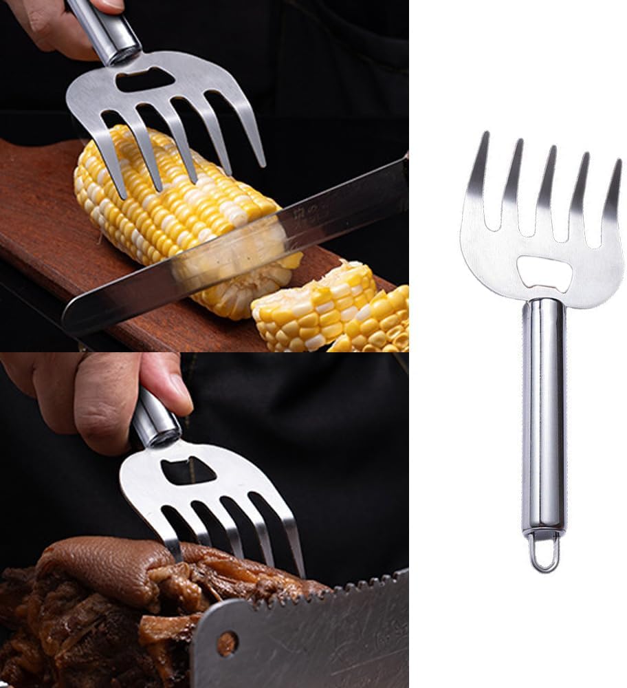 2 Pack Meat Gripper Claws with Long Handle Meat Shredding Claws Meat Handler Shredder Claws Set Chicken Shredder Claw Stainless Steel BBQ Pulled Pork Paws for Pulled Pork Taco Meats Smoker
