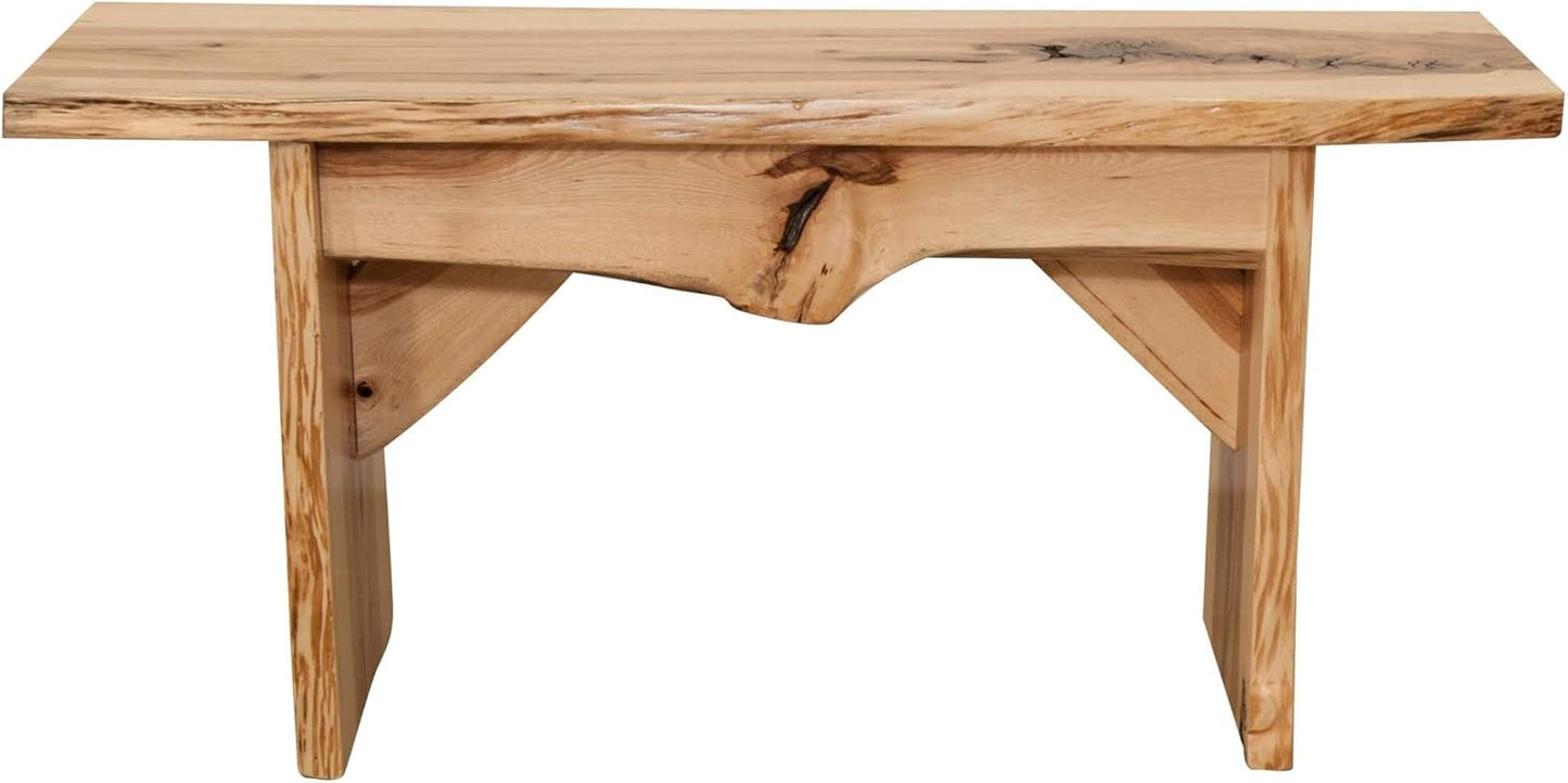 Rustic Red Door Co. Live Edge Wooden Bench - Solid Wood Dining Bench Furniture - Natural Edge Wooden Slab Bench (3' Long, Hickory Wood with Clear Coat)