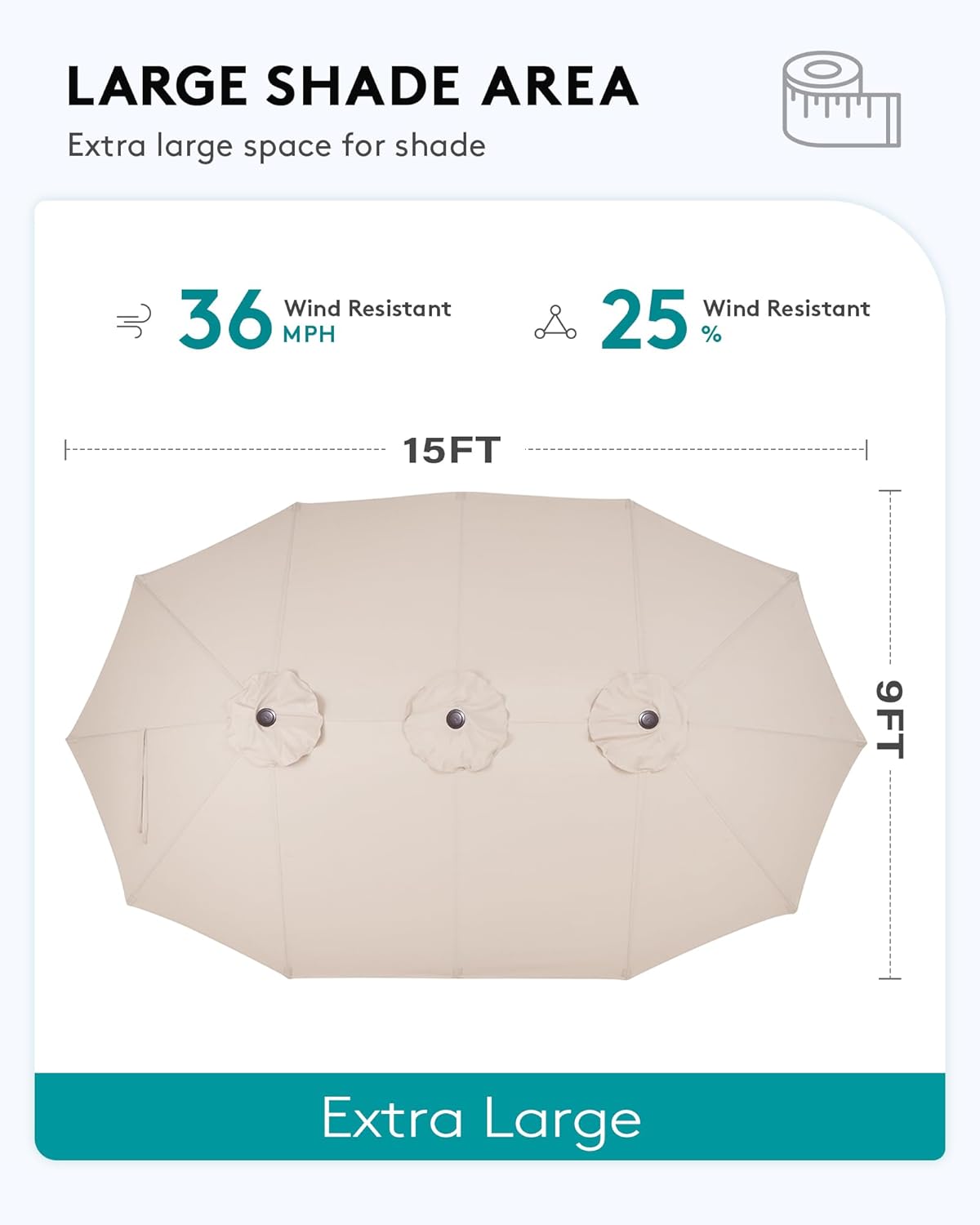 SERWALL HDPE Patio Furniture Set with 15FT Double Side Patio Umbrella, All Weather Wood-Like Outdoor Sofa Sectional Couch, Grey Patio Furniture with Khaki Cushions