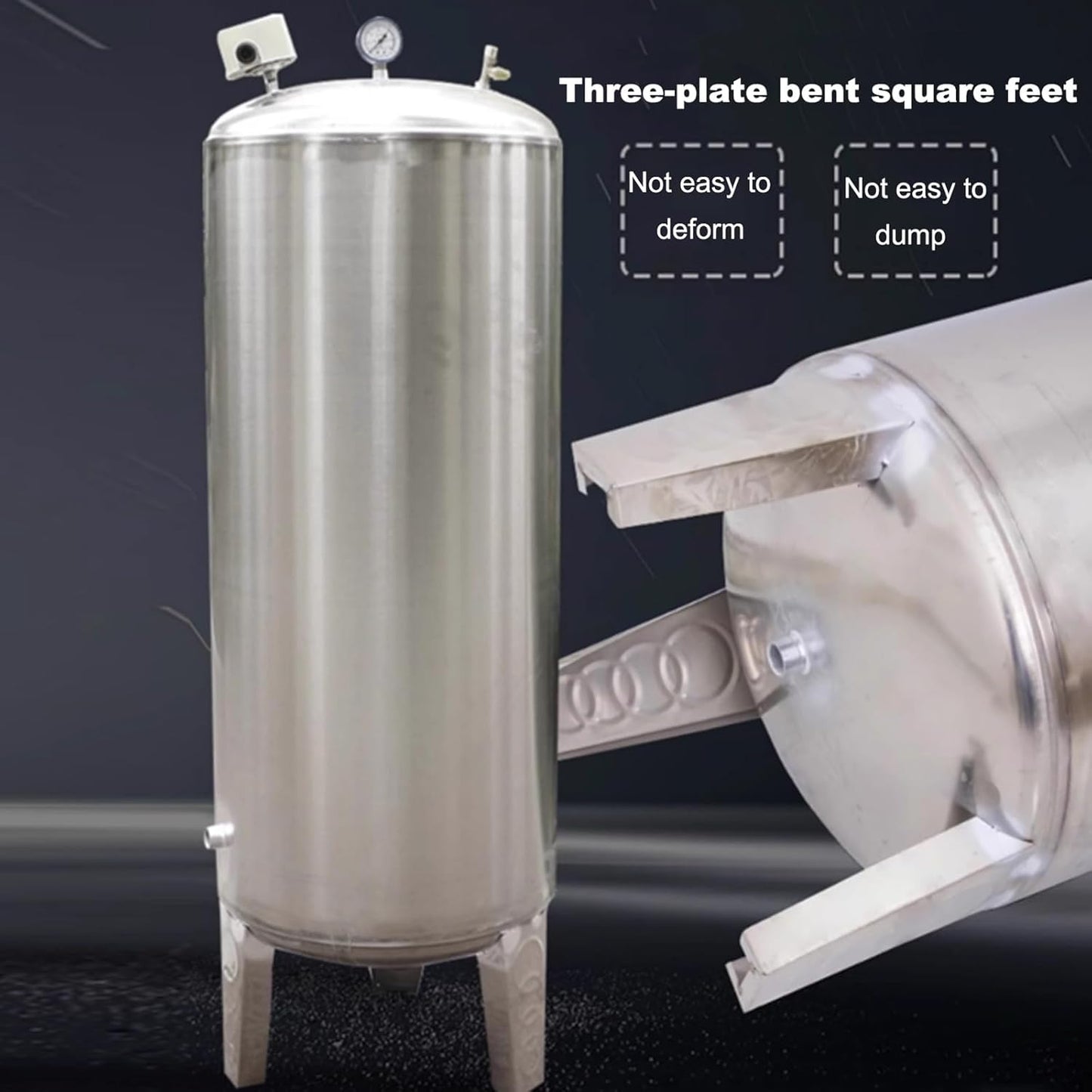 Water Supply System, Fully Automatic Well Water Storage Tank, Stainless Steel Pressure Tank with mounting Fittings for Well/Industrial Cleaning/Garden Watering(60L/15.8gal)