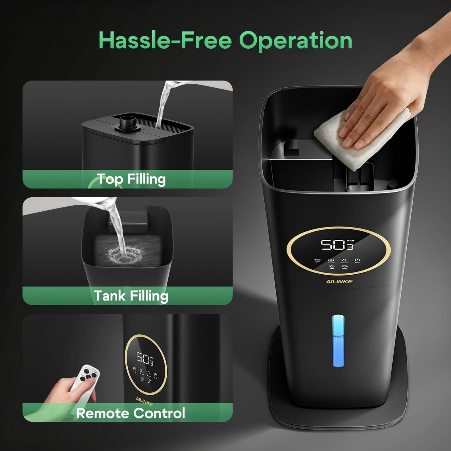 Humidifier for Plants Indoor, Reptile Fogger with Humidity Control - 2.1Gal/8L Cool Mist Humidifier with Humidity Probe/Expandable Hose, Terrarium, Greenhouse, Grow Tent, Houseplants, Reptiles