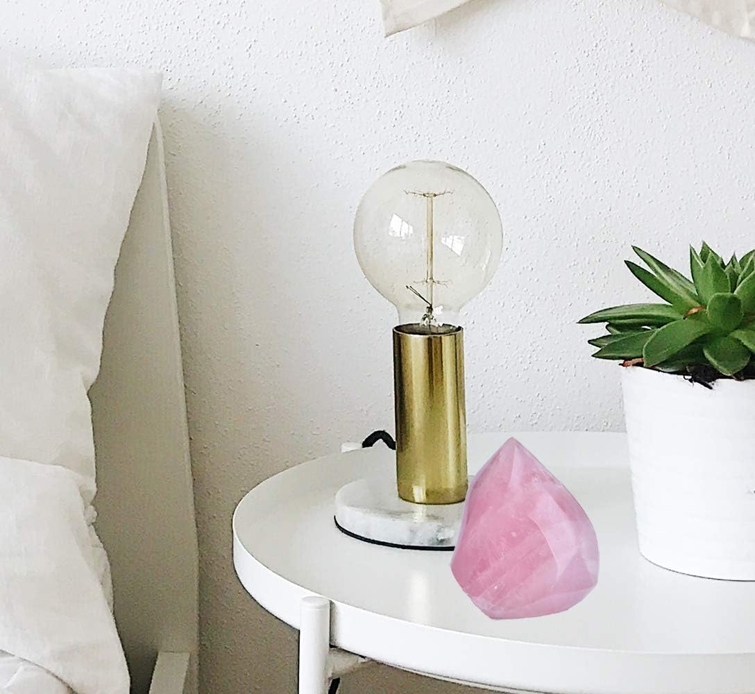 AMOYSTONE Large Rose Quartz Flame Shaped Stone Real Rose Quartz Healing Crystal Tower Spiritual Home Decor for Witchy Room 1.5-2.2LB