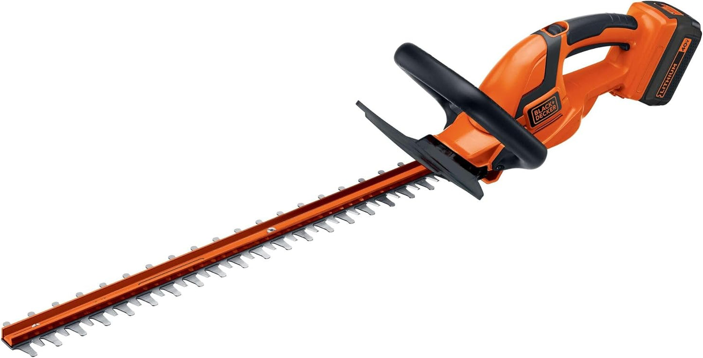 BLACK+DECKER 40V MAX Hedge Trimmer, Cordless, 24-Inch Blade, Battery and Charger Included (LHT2436)