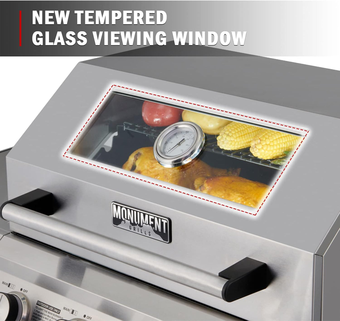 Monument Grills Larger 3-Burner Propane Gas Grills barbeque Stainless Steel Heavy-Duty Cabinet Style with Knob Controls, Outdoor Use, Mesa 300