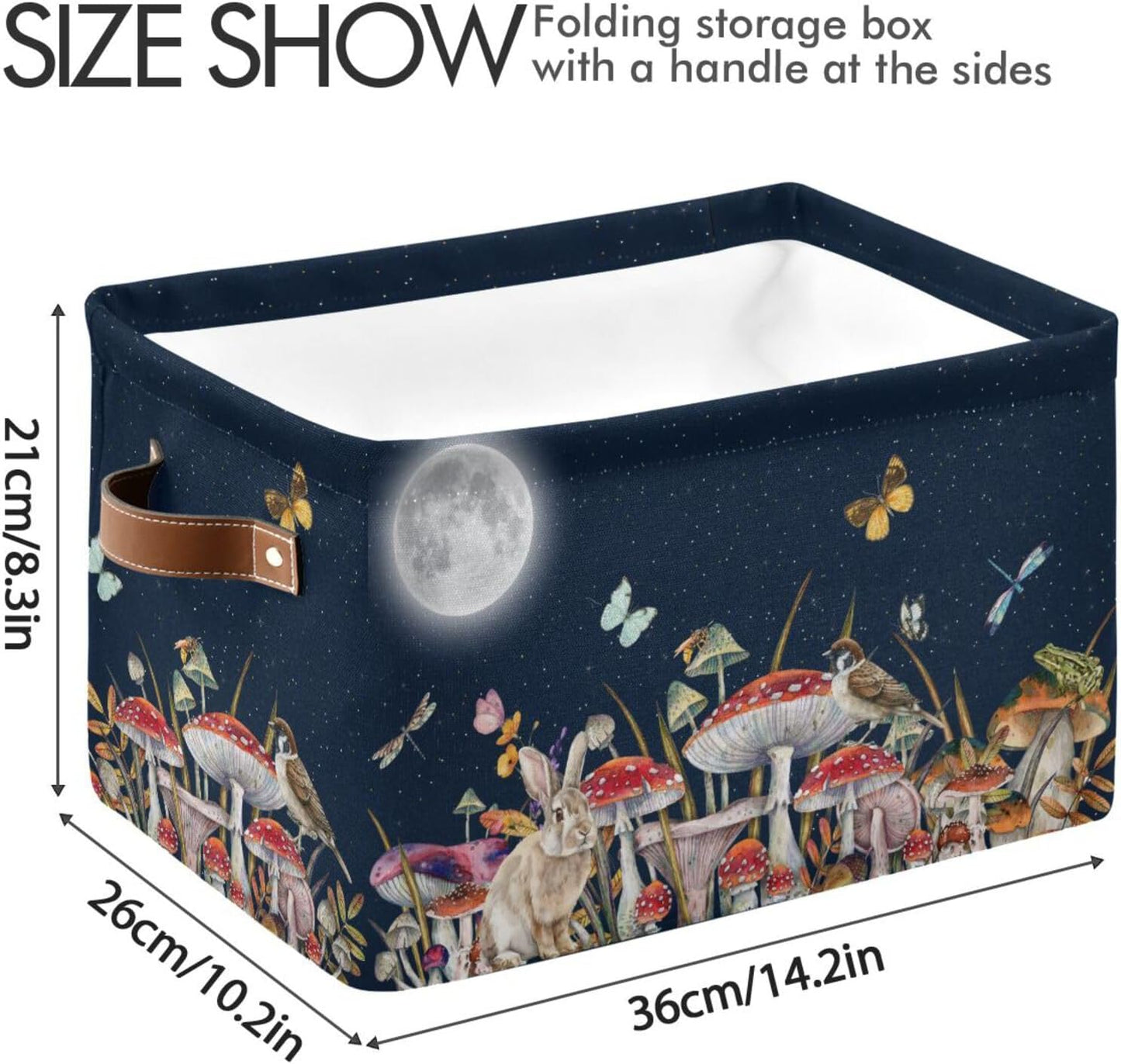 Mushroom Rectangular Storage Basket Bird Butterfly Rabbit Moon Organizer Bin Shelf Baskets For Home Office Dorm