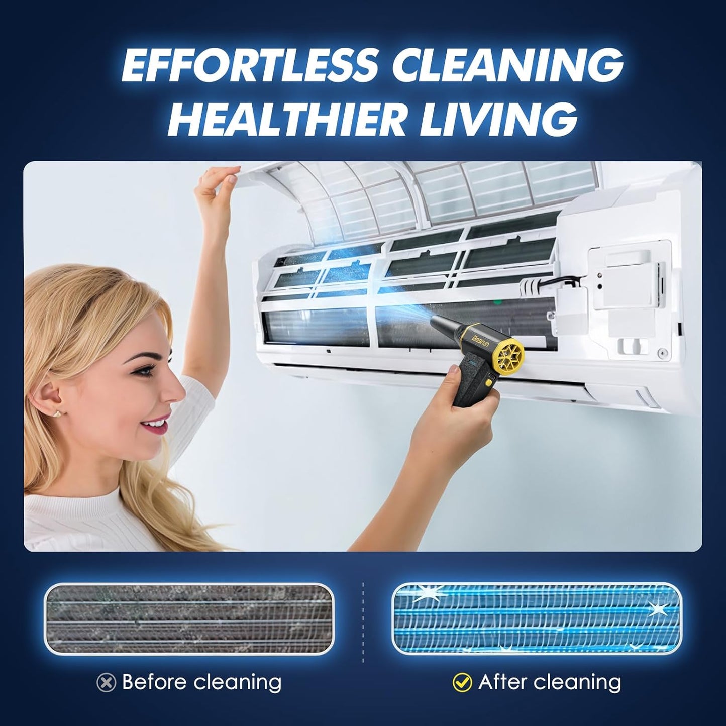 Electric Air Duster - 110,000 RPM Compressed Air Duster, 120W Cordless Air Blower for Computer Keyboard,House, Outdoor & Car, 3-Speed Rechargeable Mini Turbo Fan, Type-C Fast Charge (X113)