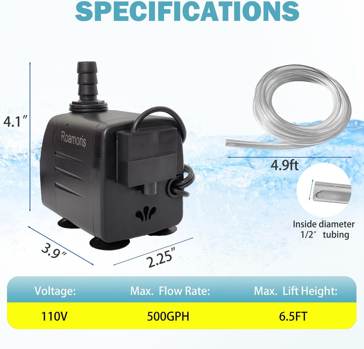 Automatic Fountain Pump With Level Sensor,110V Small Submersible Water Pump For Pond,Aquariums,Fish Tank, Hydroponics,PM06