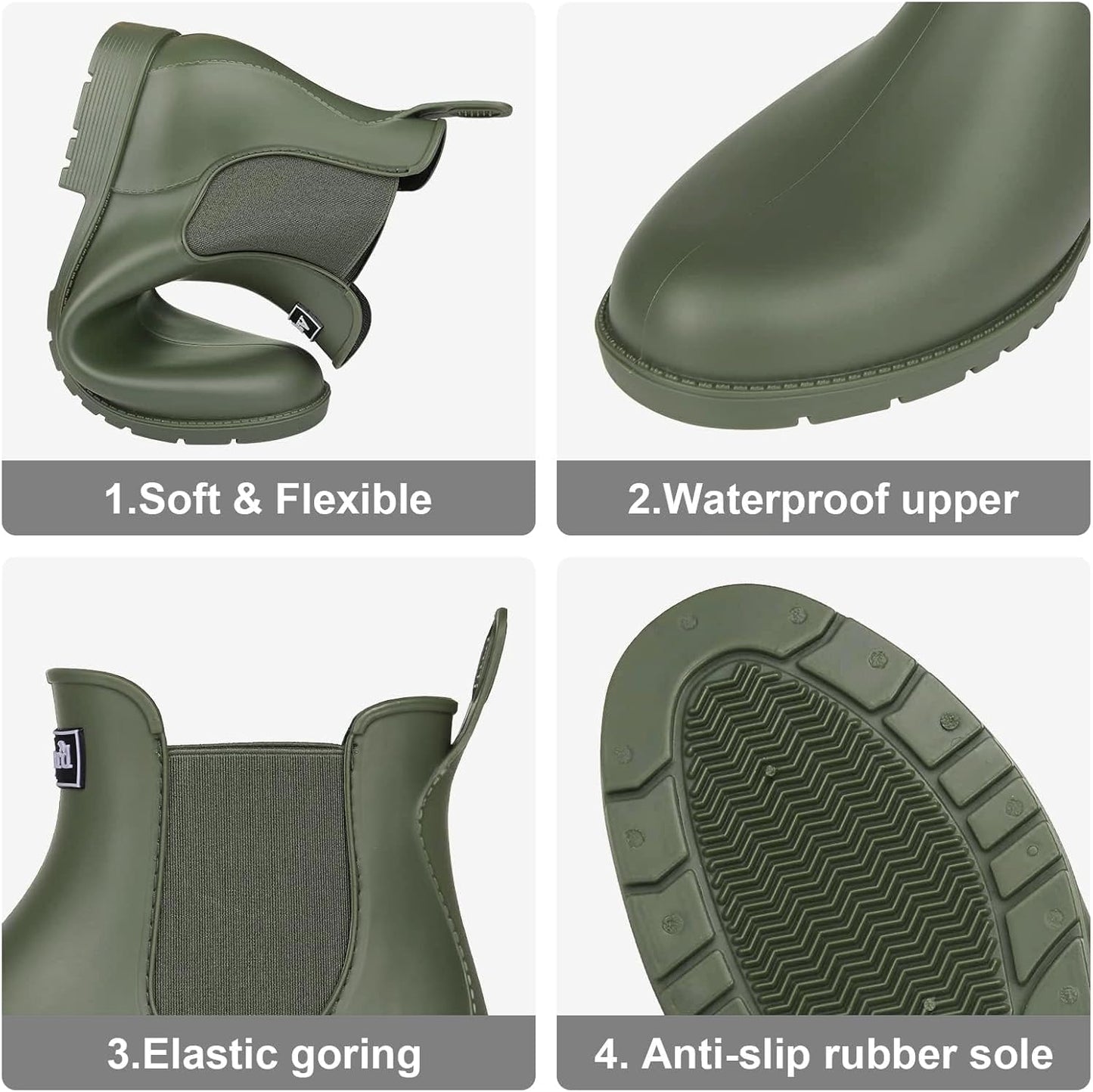 Asgard Women's Ankle Rain Boots Waterproof Chelsea Boots