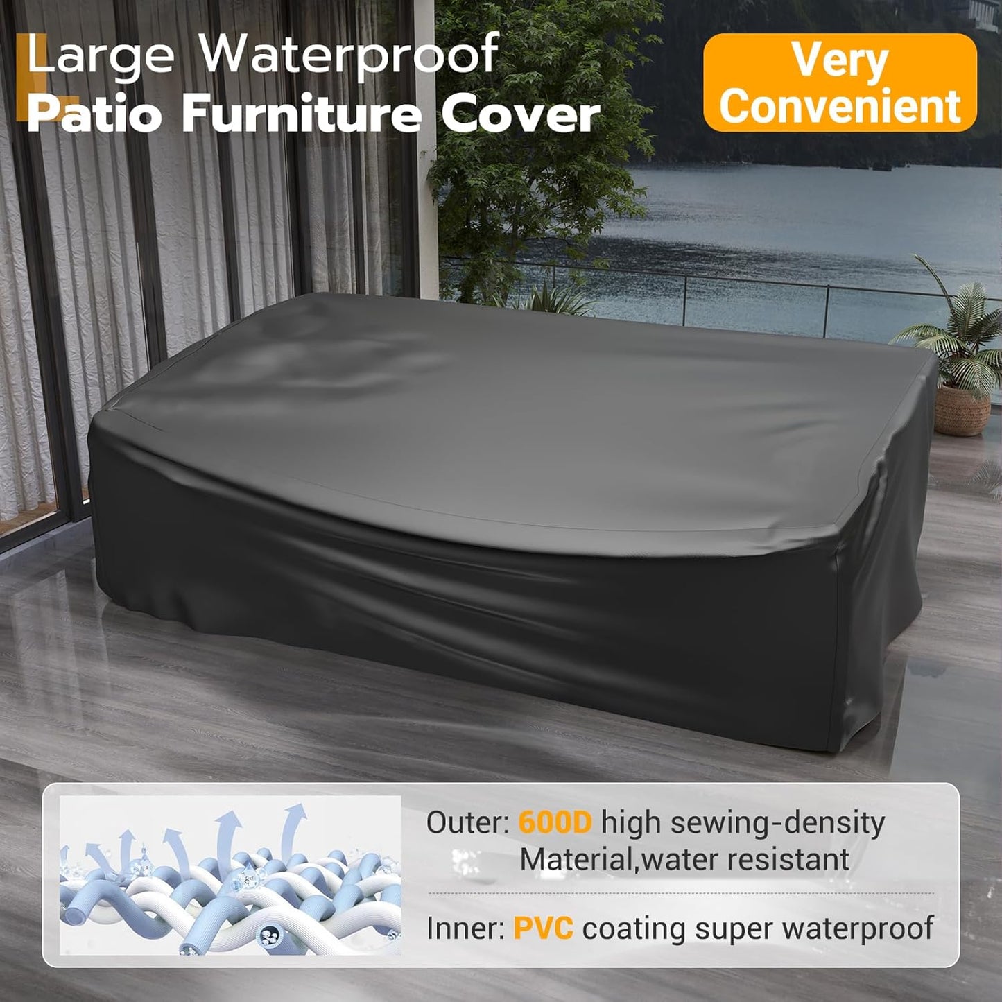 UDPATIO Patio Furniture Set, 7 Piece Outdoor Sectional Modular Sofa with 4'' Thickened Cushions, Wicker Outdoor Furniture Conversation Sets with Waterproof Cover for Backyard Deck(Grey/Dark Grey)