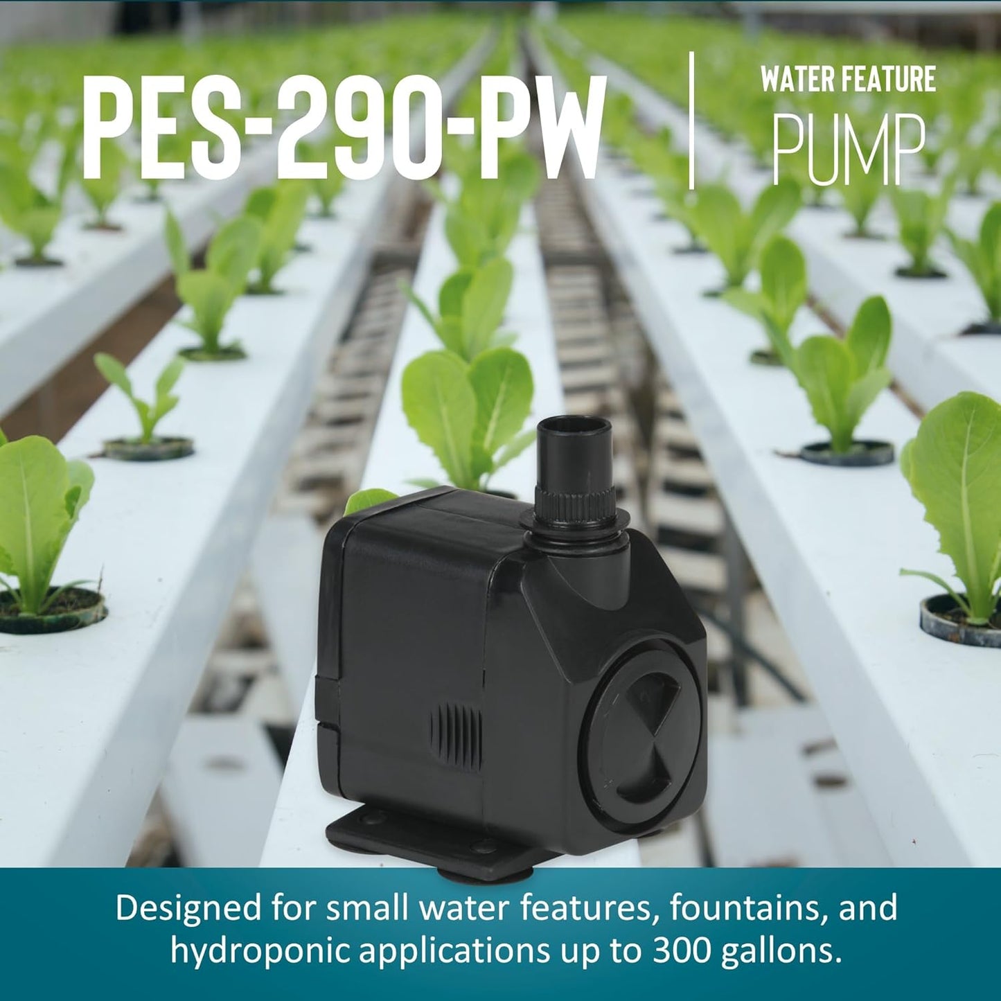 Little Giant PES-290-PW 115-Volt, 300 GPH Magnetic Drive Fountain/Pond Pump with 6-Ft. Cord, Black, 566717