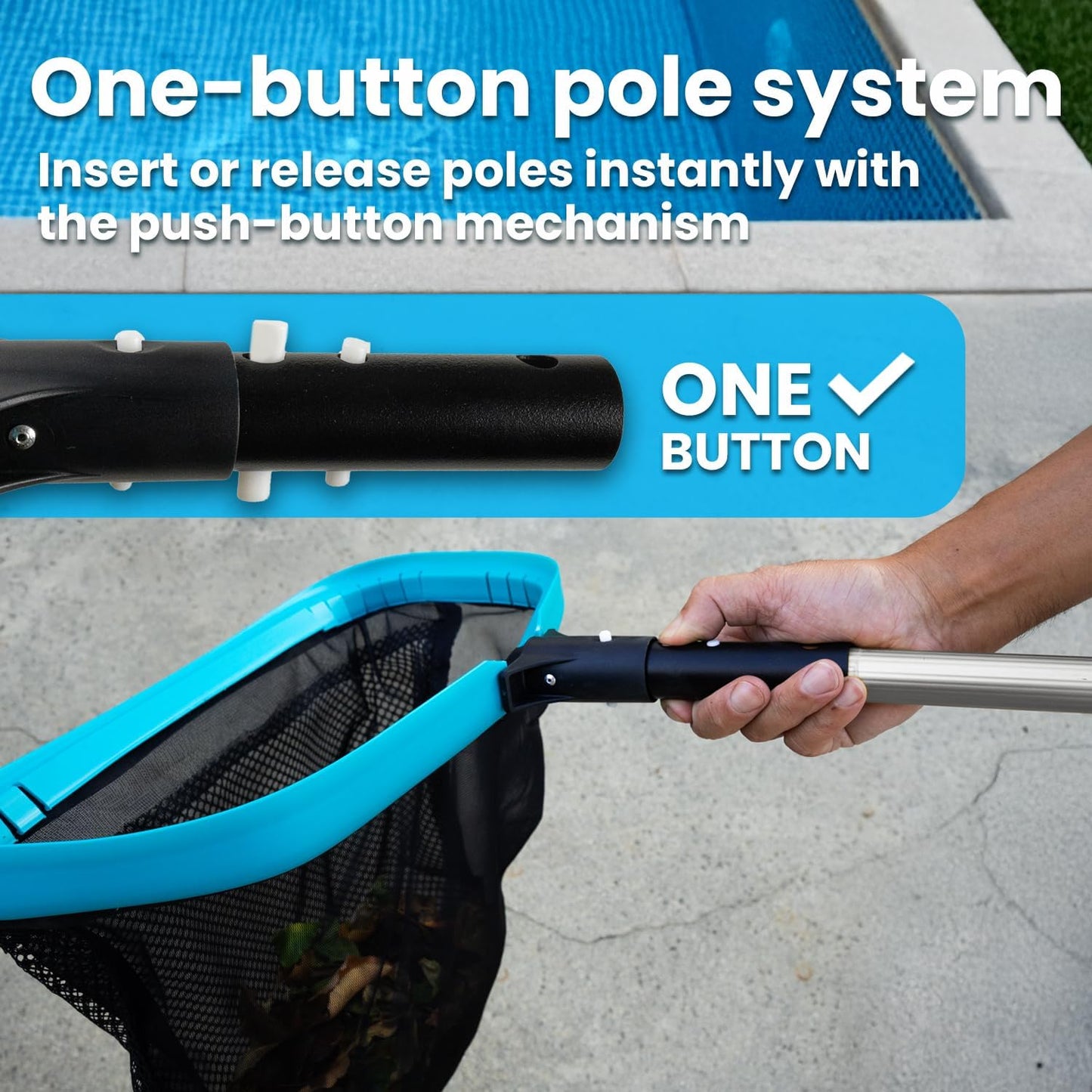 XtremepowerUS 17" Wide Pool Net, Professional Swimming Pool Leaf Skimmer Nets for Cleaning Double-Layer Deep Net Easy Scoop Edge,Debris Pickup