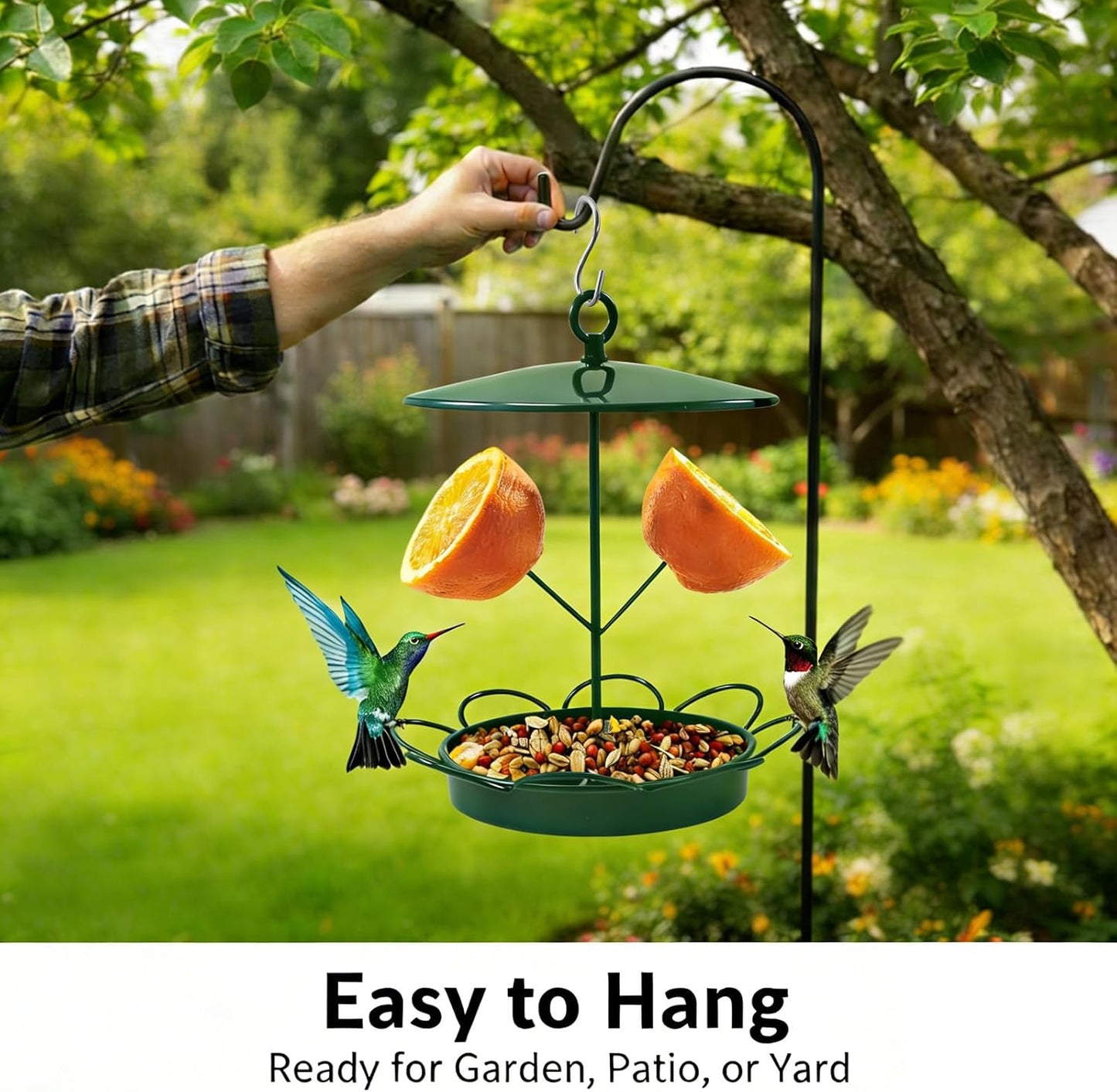 Outdoor Squirrel-Proof Bird Feeder, Hanging Metal, Large Capacity, Bite-Resistant and Weatherproof, Attracts Wild Birds