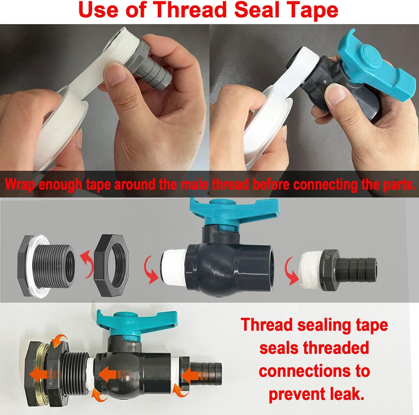 Rain Barrel Spigot PVC Faucet Kit Water Barrel Diverter Kit with Bulkhead Fitting,Ball Valve,Garden Hose Barb(20mm) Adapter,Pipe Clamps,Thread Seal Tape(kit for 20mm ID Hose)