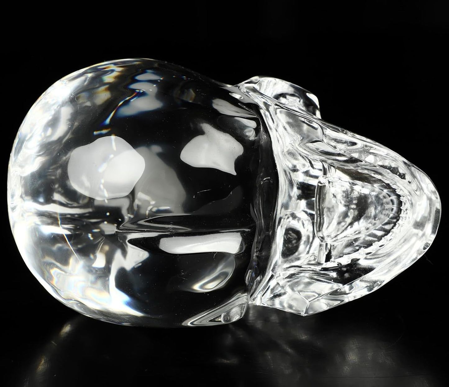 Skullis 5.0" K9 Crystal Skull, Hand Carved Gemstone Fine Art Sculpture, Reiki Healing Stone Statue.2831