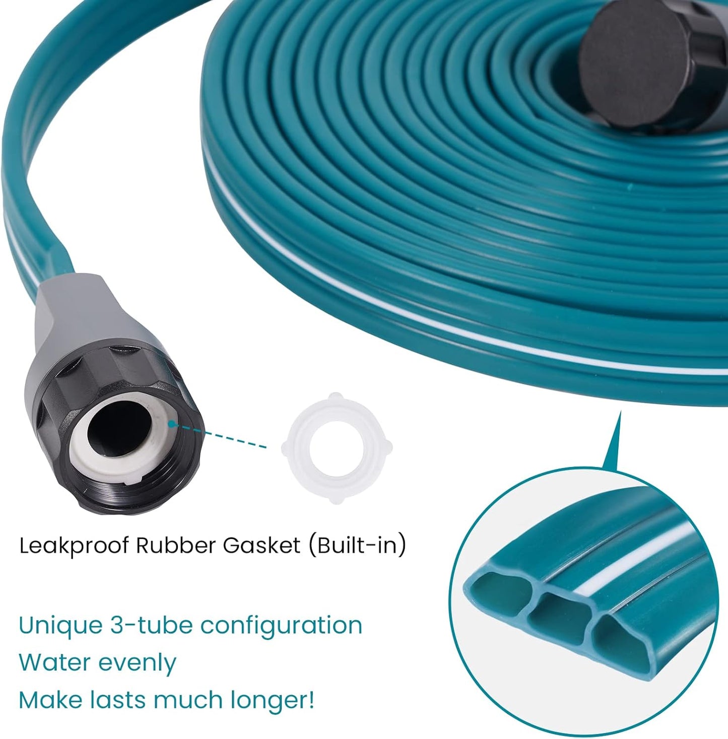 LINEX Sprinkler Soaker Hose 75 ft 2 pack for Garden Lawn Watering Hose with Stakes