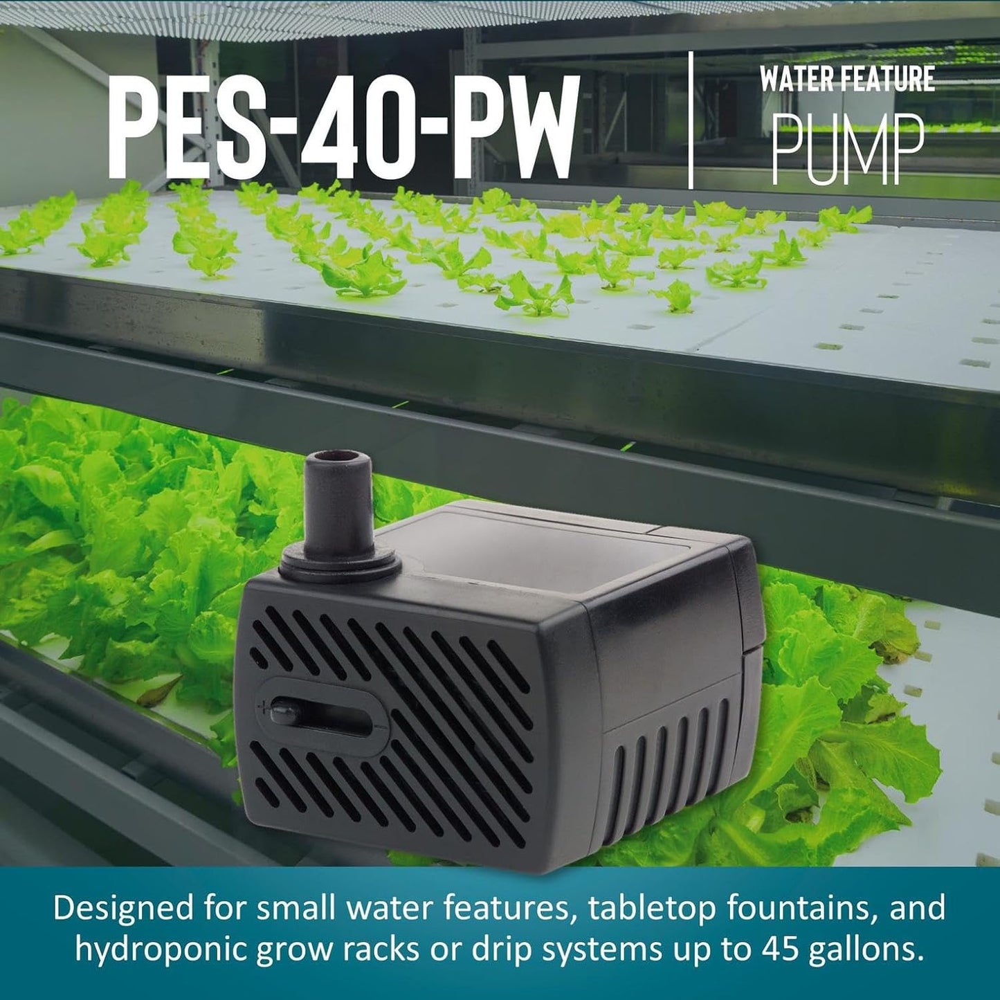 Little Giant PES-40-PW 115-Volt, 45 GPH Magnetic Drive Fountain Pump with 6-Ft. Cord, Black, 566713