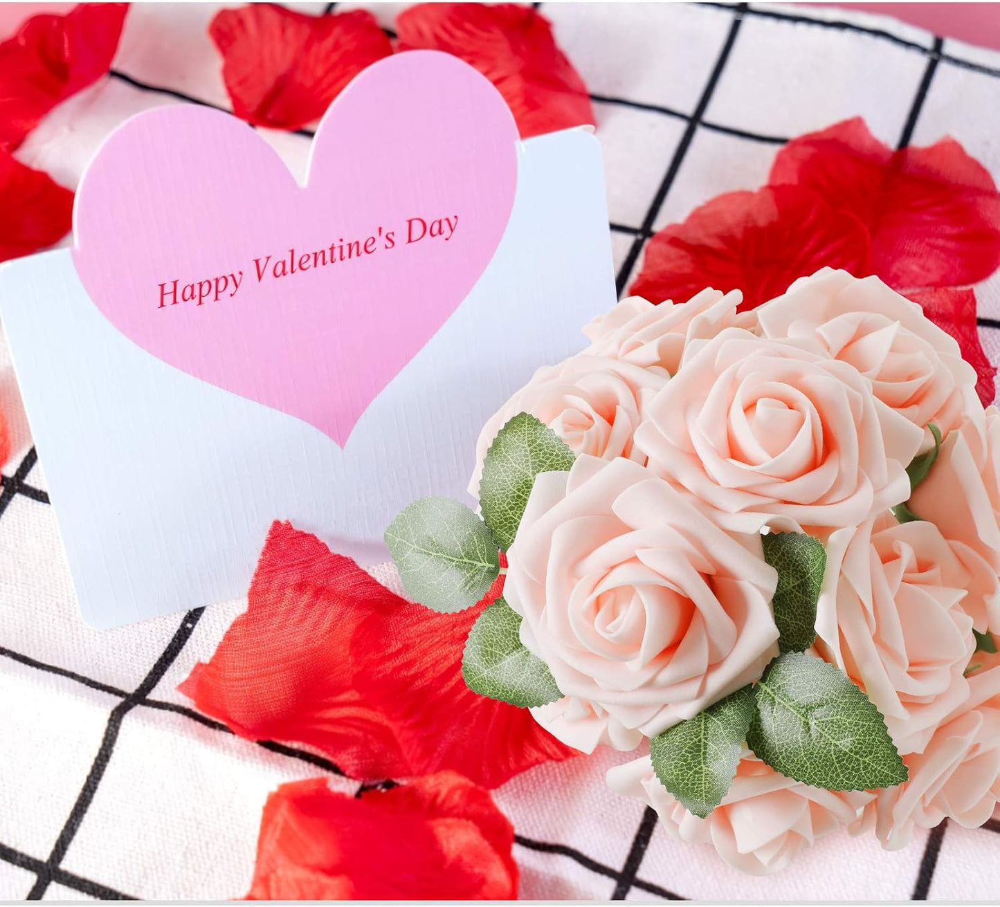 AmyHomie Artificial Flower Blush Pink Rose 50pcs Real Looking Fake Roses w/Stem for DIY Wedding Bouquets Centerpieces Arrangements Party Baby Shower Home Decorations