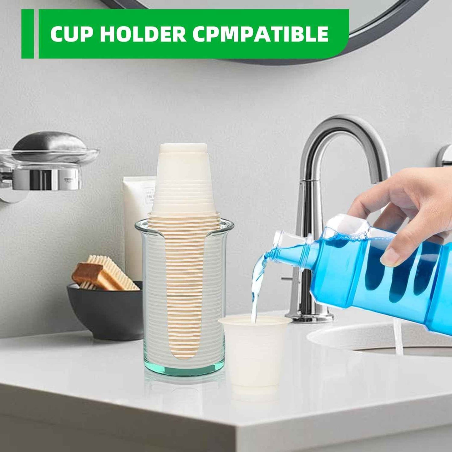 3 oz Compostable Disposable Bathroom Mouthwash&Rinse Cups,100pcs Small Snack Cups for Kids,Mini Drinking Cups for Party,Office, Picnic, BBQ