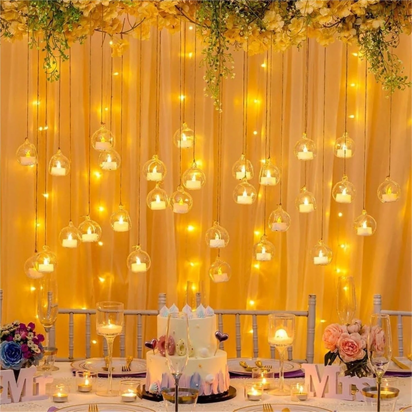 6/12Pcs Hanging Glass Candle Holder Diameter 6/8cm Terrarium for Wedding Party Decor Indoor Outdoor Garden(6Pcs NO Candle,6cm)