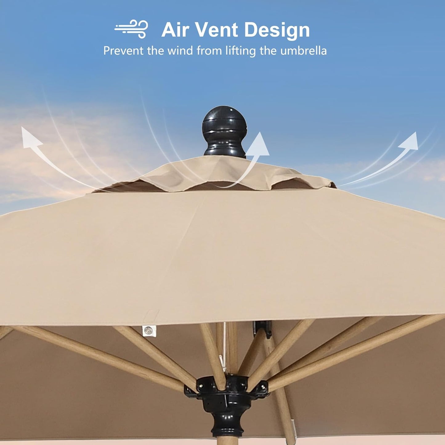 PURPLE LEAF 9' x 11.5' Patio Umbrella with Base Outdoor Umbrella Market Umbrella with Crank & 8 Ribs Aluminum Rectangular Table Umbrella Outdoor Patio for Backyard, Taupe