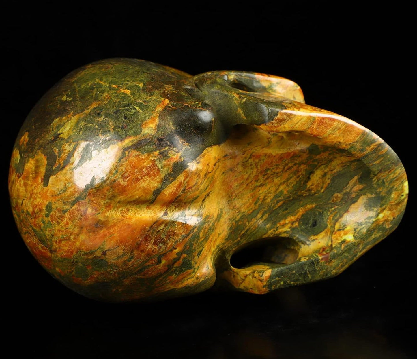 Skullis 5.1”Orpiment Crystal Skull, Hand Carved Gemstone Fine Art Sculpture, Reiki Healing Stone Statue.2551