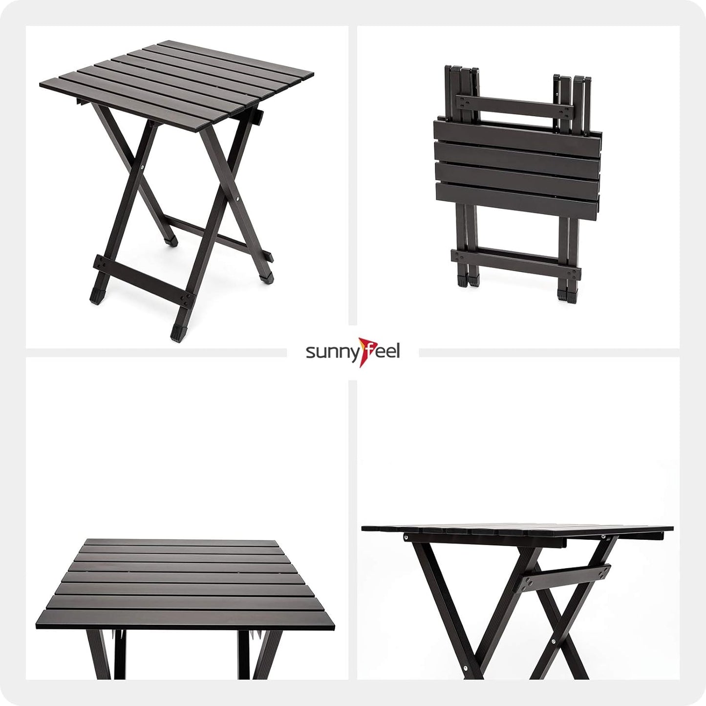 SUNNYFEEL Folding Camping Table - Lightweight Aluminum Portable Picnic Table, 18.5x18.5x24.5 Inch for Cooking, Beach, Hiking, Travel, Fishing, BBQ, Indoor Outdoor Small Foldable Camp Tables - Lumora Garden