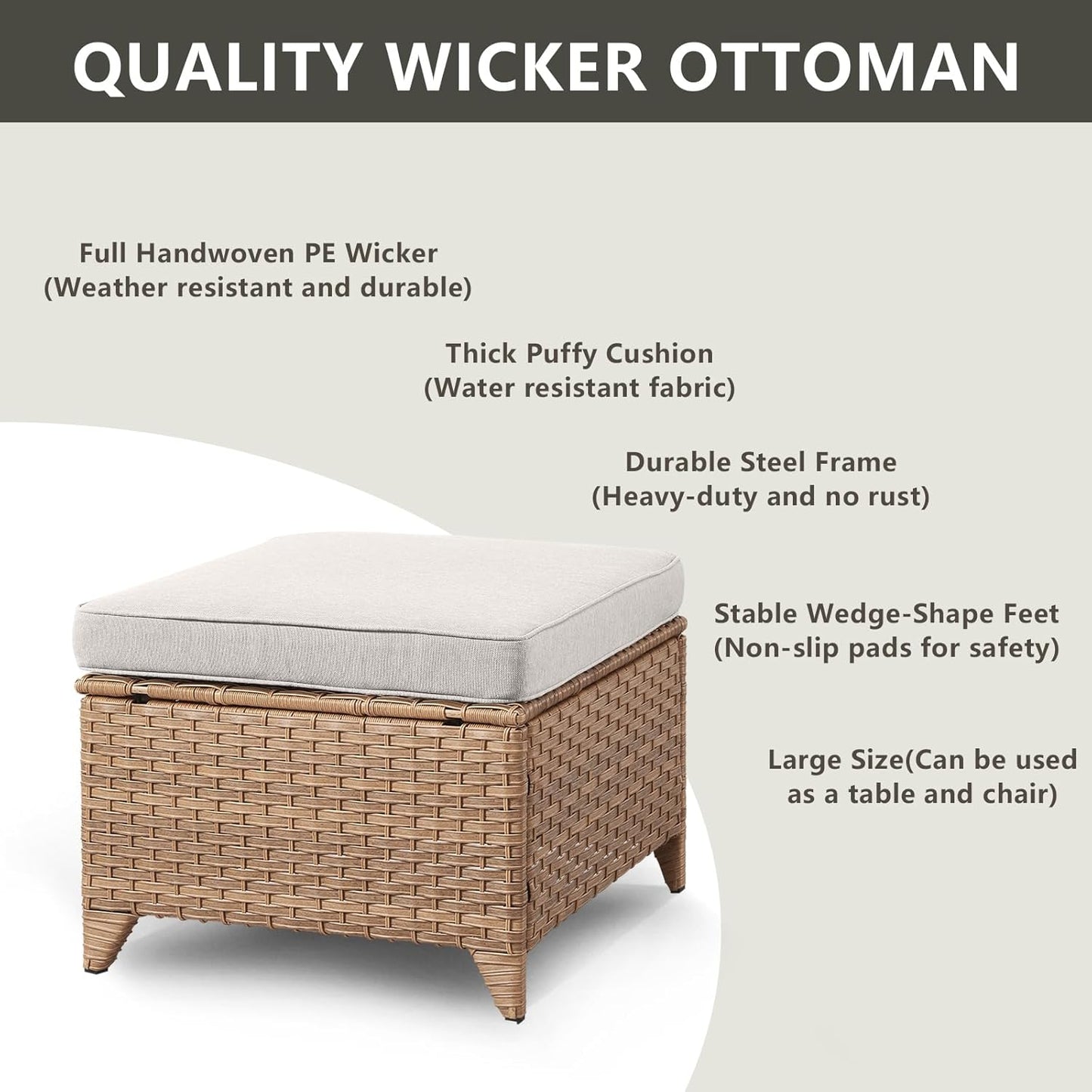 Outdoor Wicker Patio Furniture Set - 6 Piece Rattan Patio Conversation Set with 2 Rocking Swivel Chairs,2 Ottomans,1 Sofa and 1 Side Table for Porch Deck Backyard Garden(Yellow/Beige)