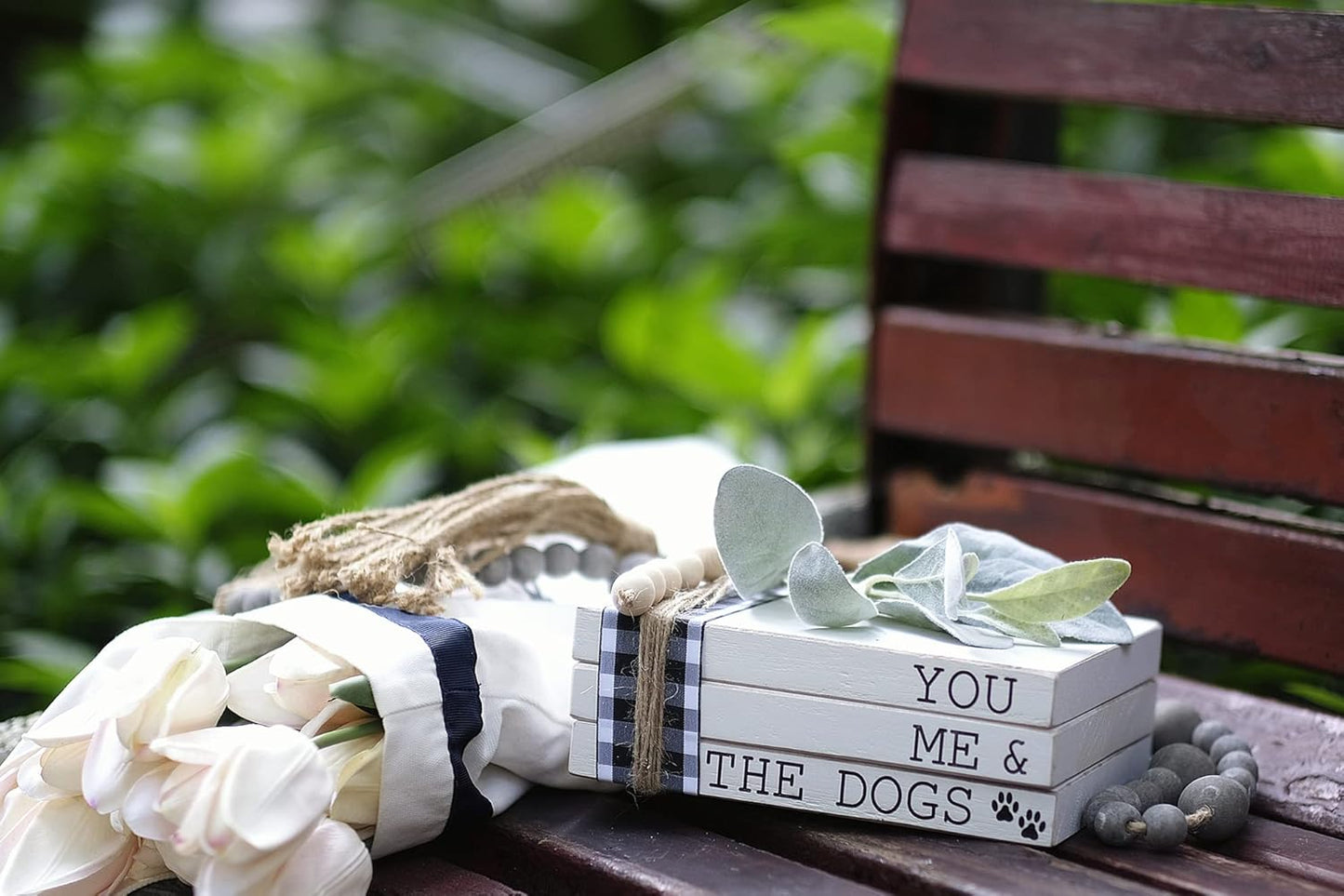 Lavender Inspired - You Me and the Dogs Dog Sign, 3 Stacked Books