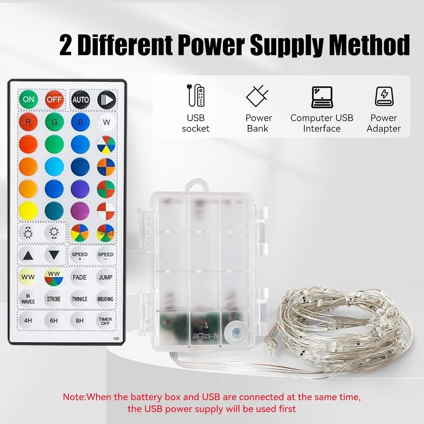 Dazzle Bright Color Changing Fairy Lights Battery Operated, 2 Pack Total 40FT 120LED Silver Copper Wire RGB String Lights with Remote, Waterproof Christmas Decorations for Indoor Outdoor Party Decor