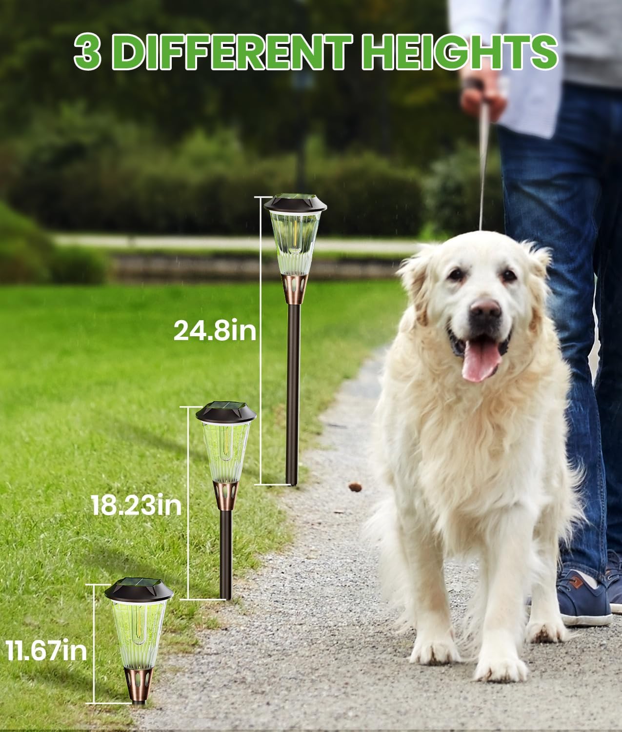 BITPOTT 4 Pack Solar Pathway Lights Waterproof IP65, 2-in-1 Warm&Cool Solar Lights Outdoor, Bright Solar Light Outside Pathway, Auto On/Off Outdoor Light for Yard Walkway Driveway Landscape