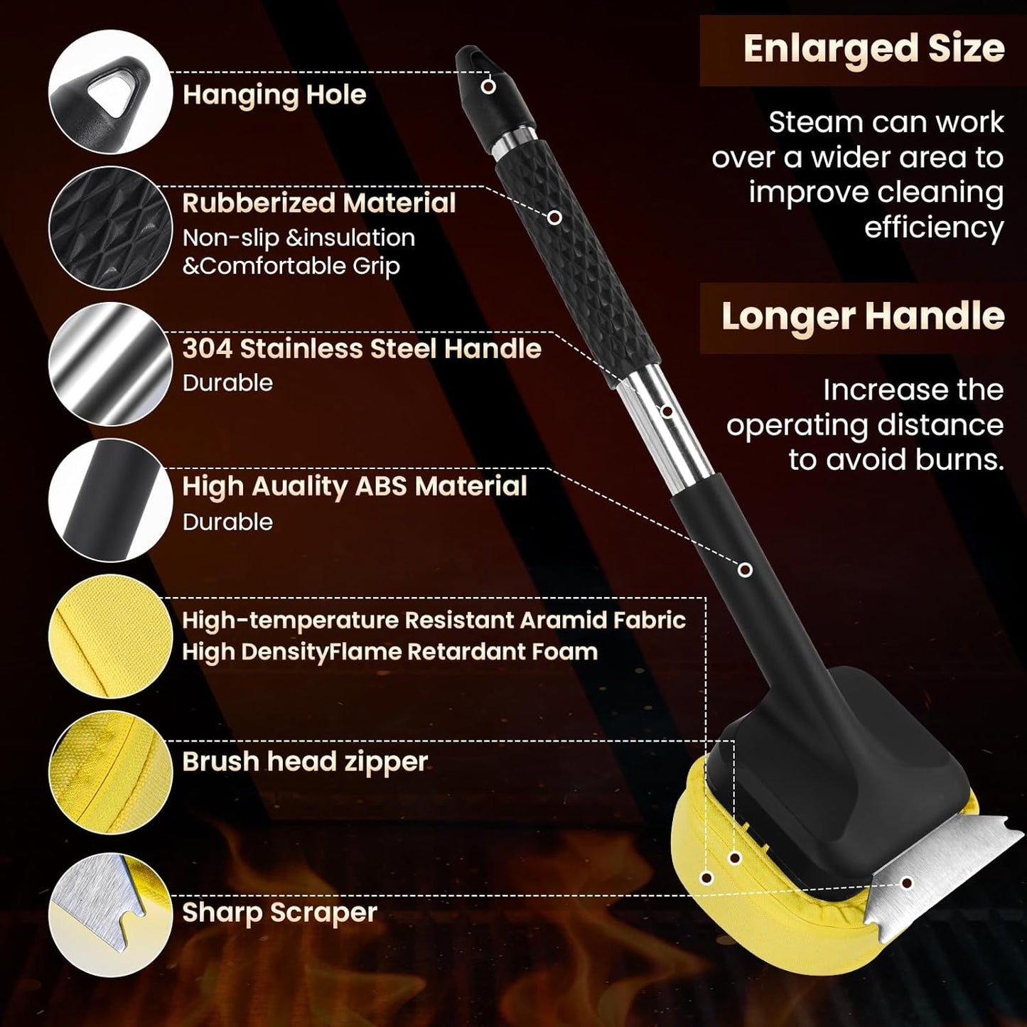 1x Steam Grill Brush for Outdoor Sponge Grill-Steam Grill Cheaning Scraper BBQ Brush-BBQ Accessory Grill Tools Heavy Duty Brush for Grill Cleaning Scraper + Bristle Free Grill Brushs for Any Grill