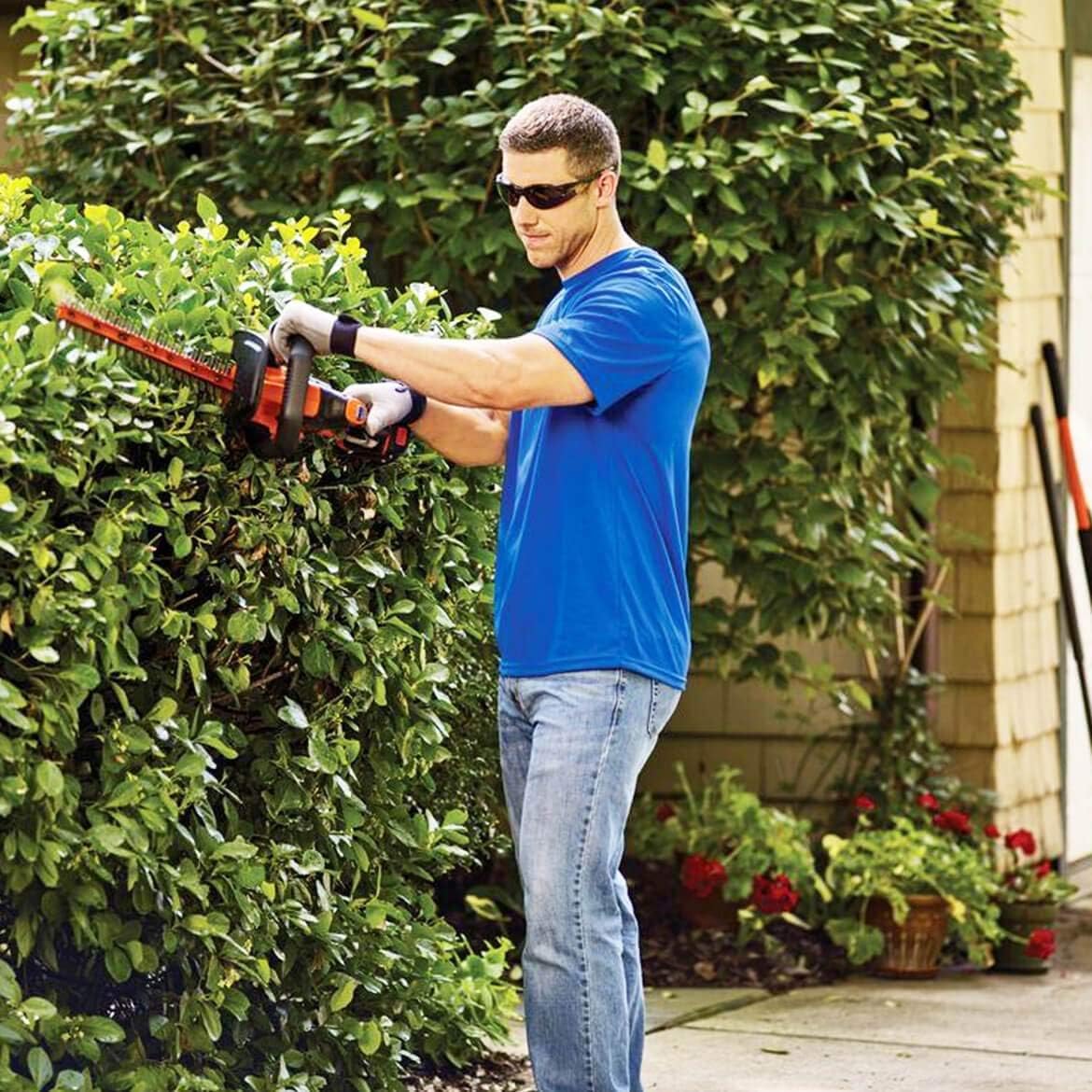 BLACK+DECKER 40V MAX Cordless Hedge Trimmer, 24-Inch Brush Trimmer with Battery and Charger (LHT341FF)