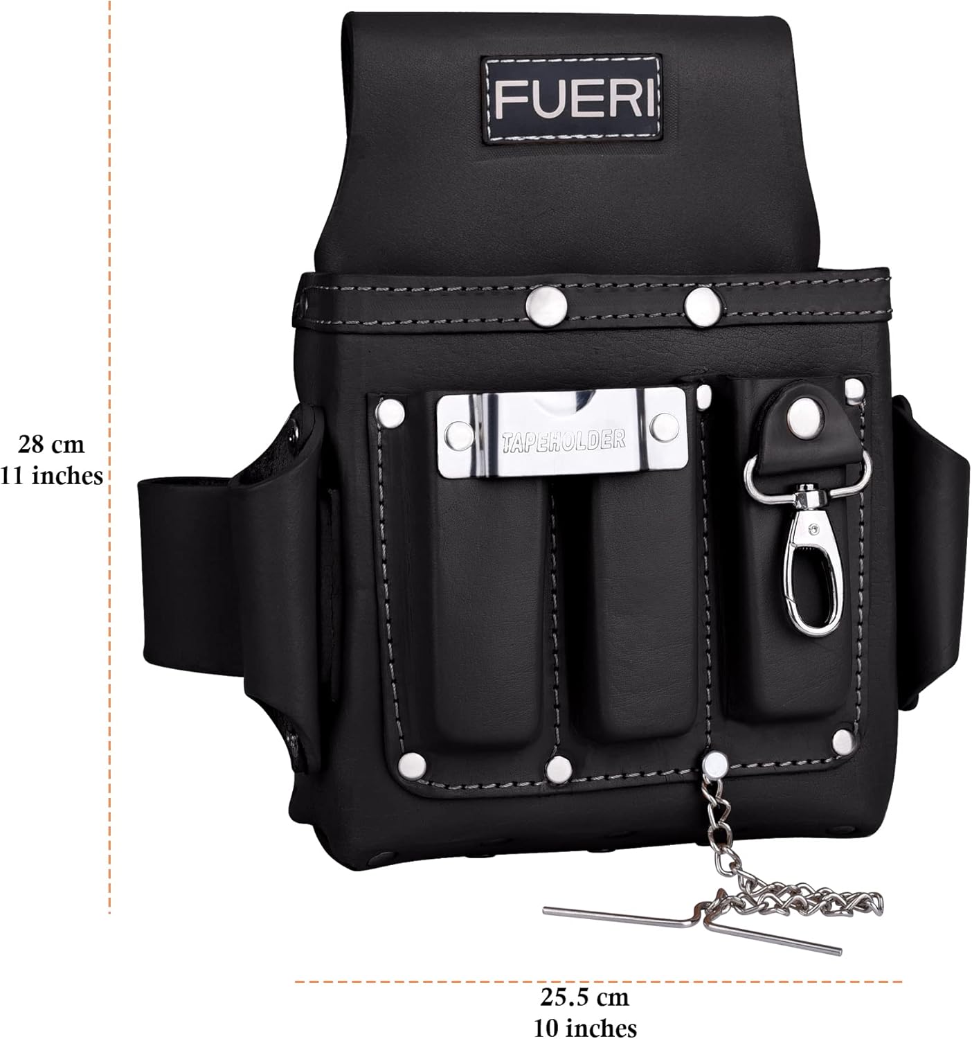 FUERI Leather Tool Pouches Carpenter Electrician Belt Bags Organizer 4 Pocket Professional Heavy Duty Pouch for Construction Framing