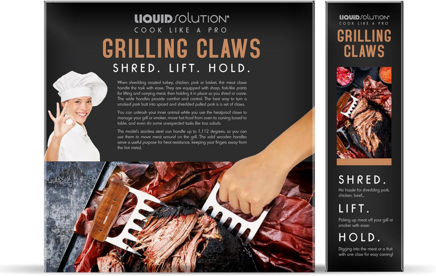 Premium 18/8 Stainless Steel Meat Shredder Claws with Wooden Handles: Effortlessly Shred, Pull, and Serve Pork, Turkey, Chicken, and Brisket! - Lumora Garden