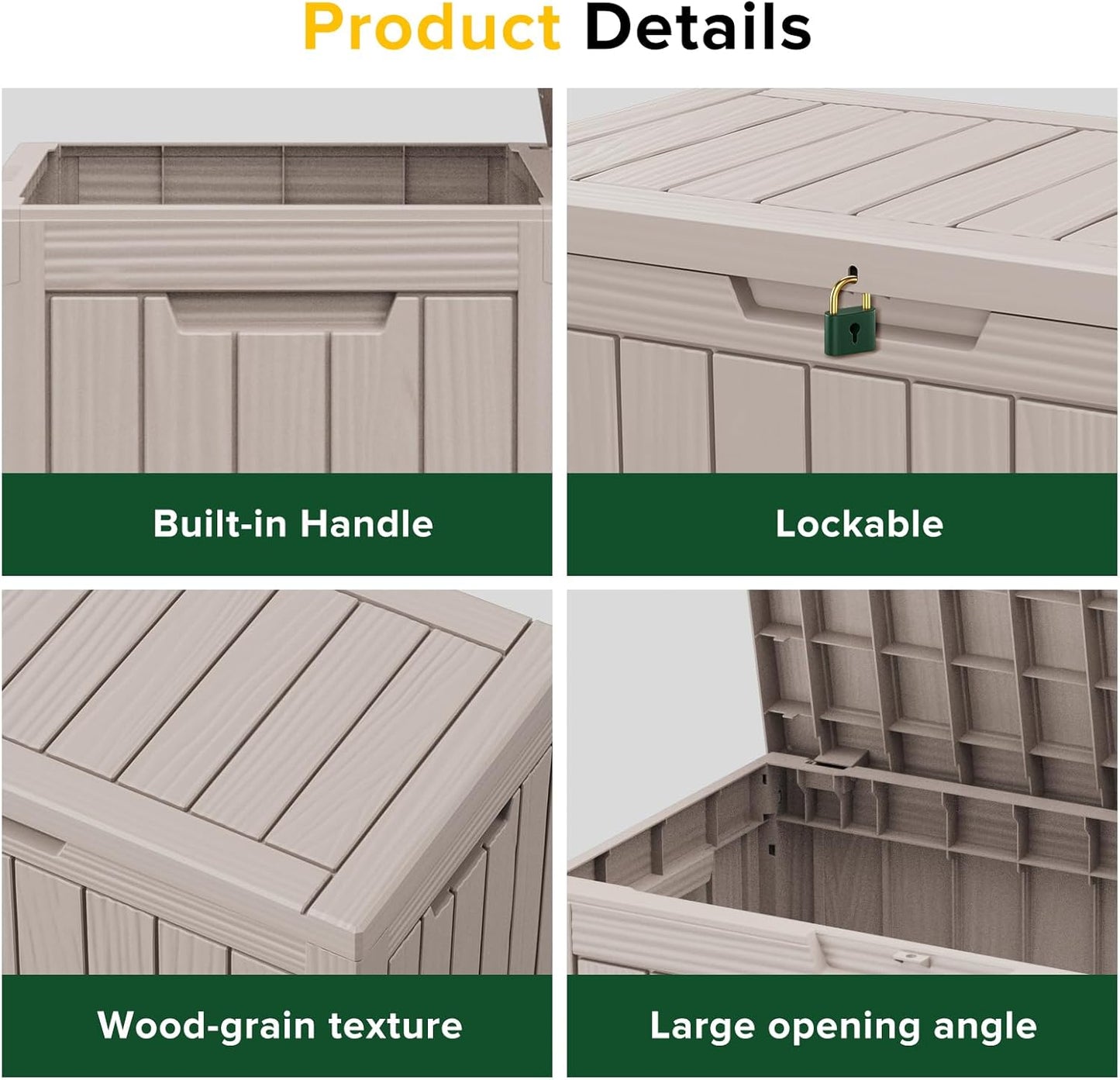 45GAL Brown Outdoor Storage Deck Box with Lock Hole – Waterproof, SGS - Tested UV Protection, Perfect for Patio Pillows & Pool Floats, Sturdy All - Weather Design