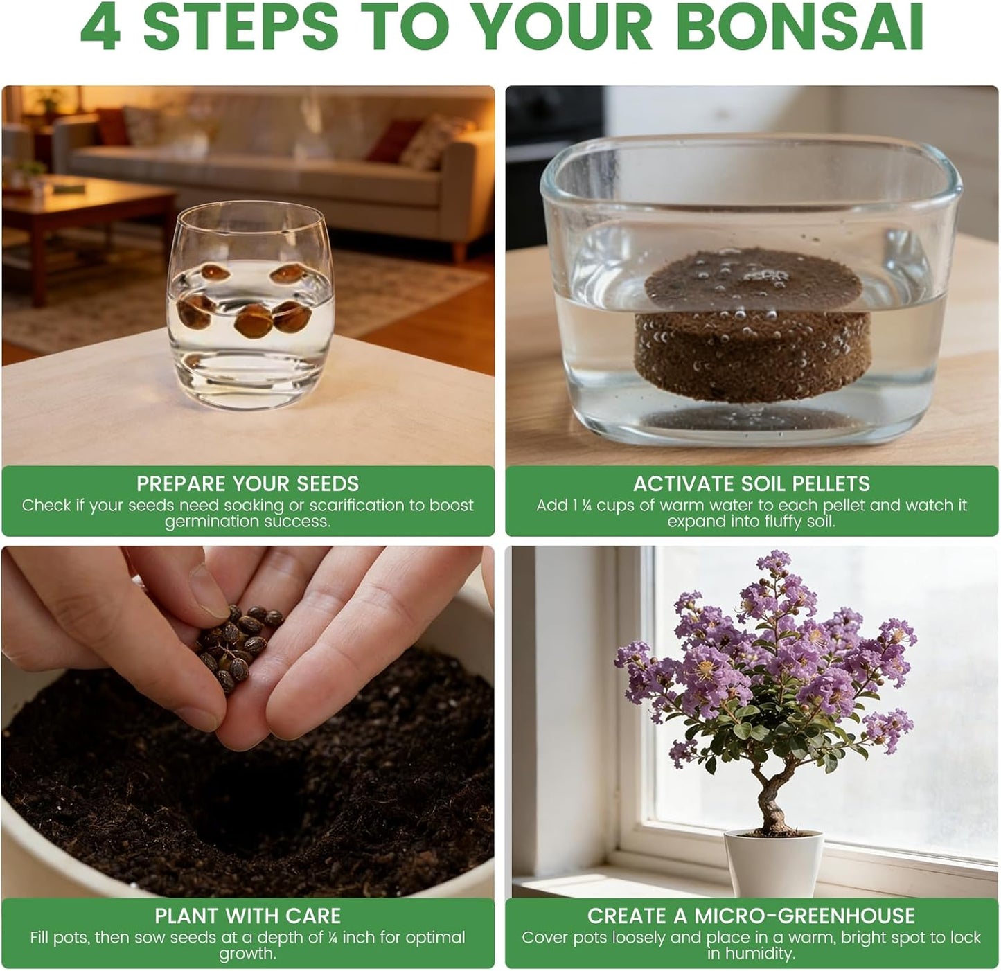 Bonsai Tree Kit for Beginners – 5 Bonsai Starter Kit for Beginner, Indoor for Growing Bonsai Plants with Tools & Planters – DIY Craft Gardening Gifts, White Elephant Gifts for Adults Men Women