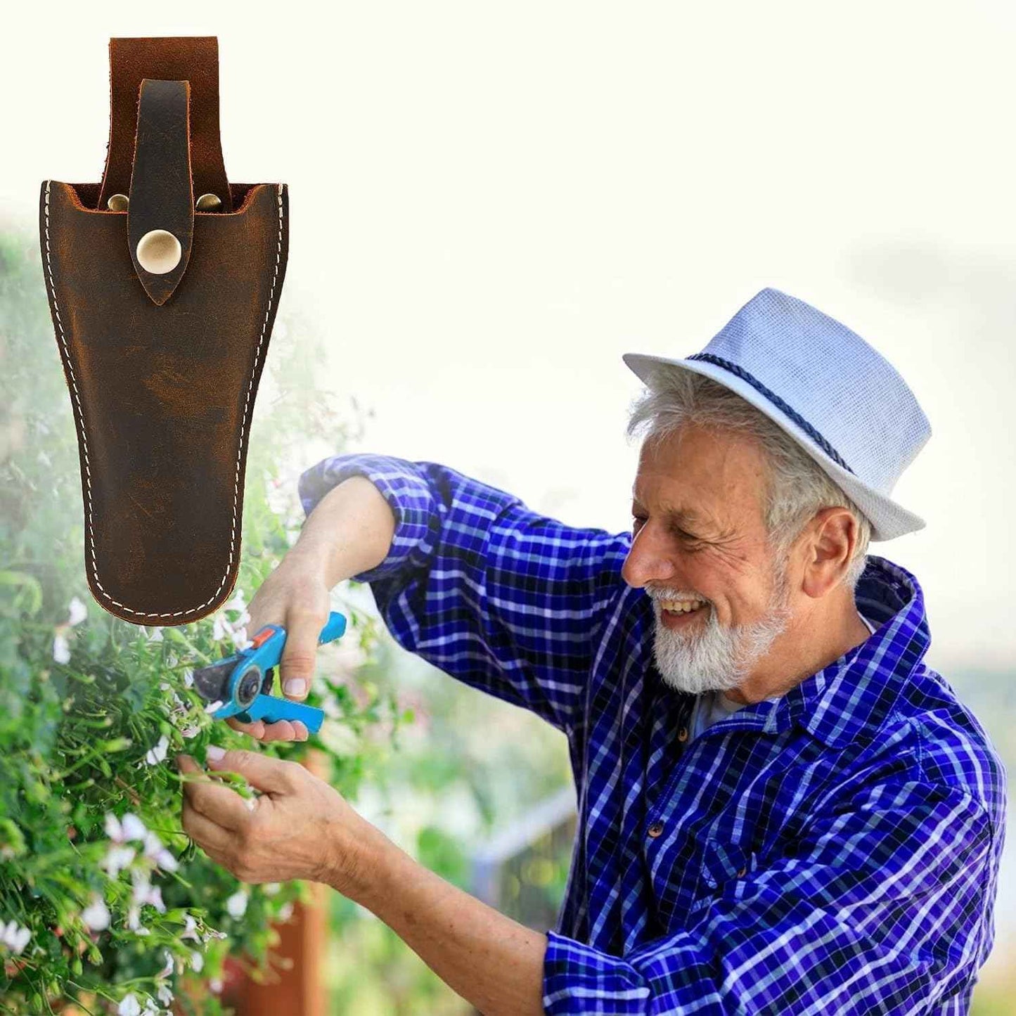 Plier Holder for Belt, Durable Leather Sheath Pouch Holder Gardening Tools Holster Belt Case for Garden Pruning Pliers Shears Scissors or Knife,Tools Gifts for Men Dad Husband Boyfriend
