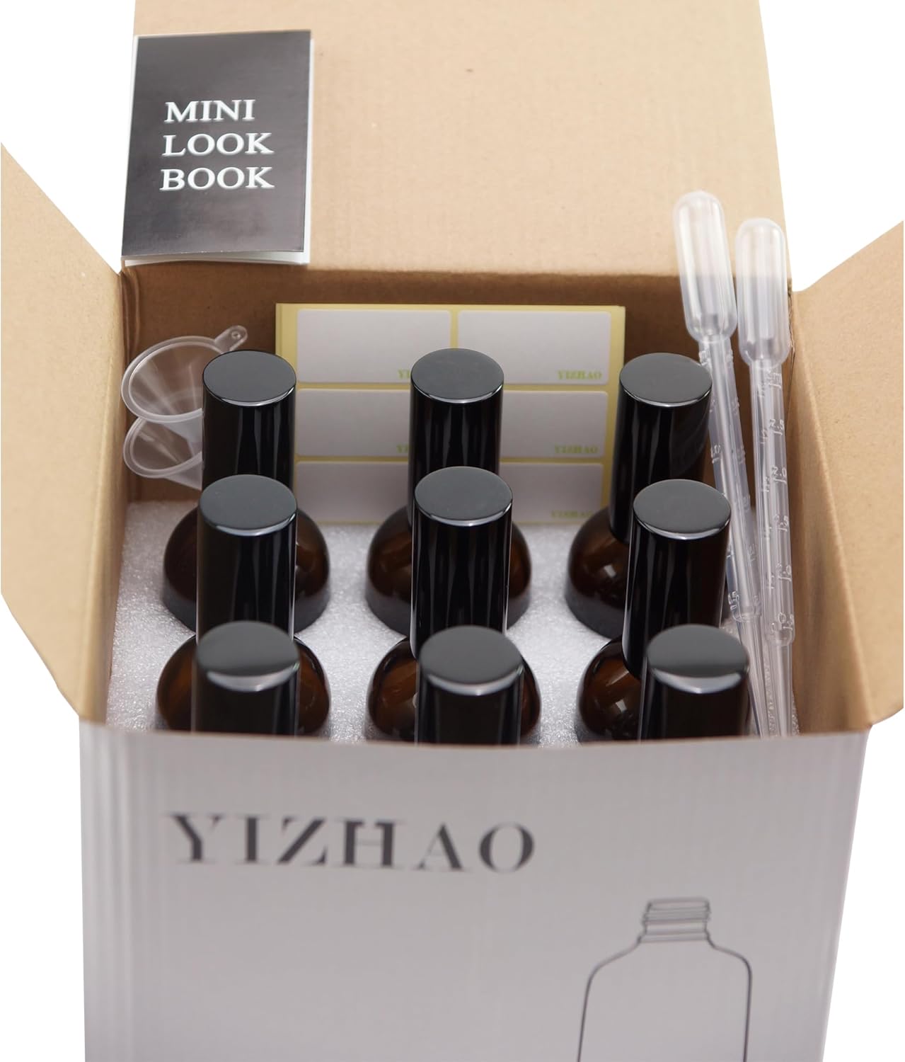 YIZHAO Black Glass Spray Bottles 4oz, with Small Fine Mist Spray, Metal Cap, Refillable for Essential Oil,Travel,Cleaning,Perfume,Aromatherapy,Makeup – 9 Pcs