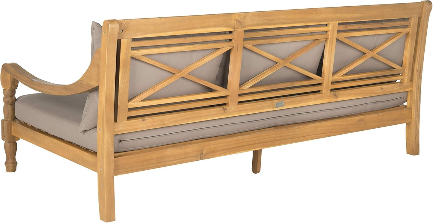 Safavieh Outdoor Collection Pasadena Brown /Taupe Acacia Wood Cushioned Daybed