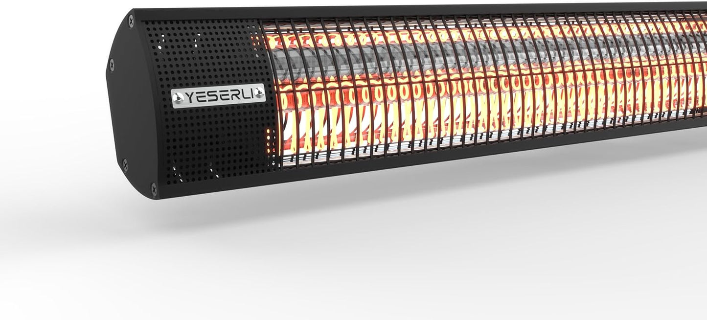YESERLl Electric Patio Heater with Remote Control- 1500w Outdoor Heater Fast Heating with 3 Power Setting, WallMounted Carbon Infrared Heater Quiet - IP65 Waterproof and 24H Timer for Snow Outdoor
