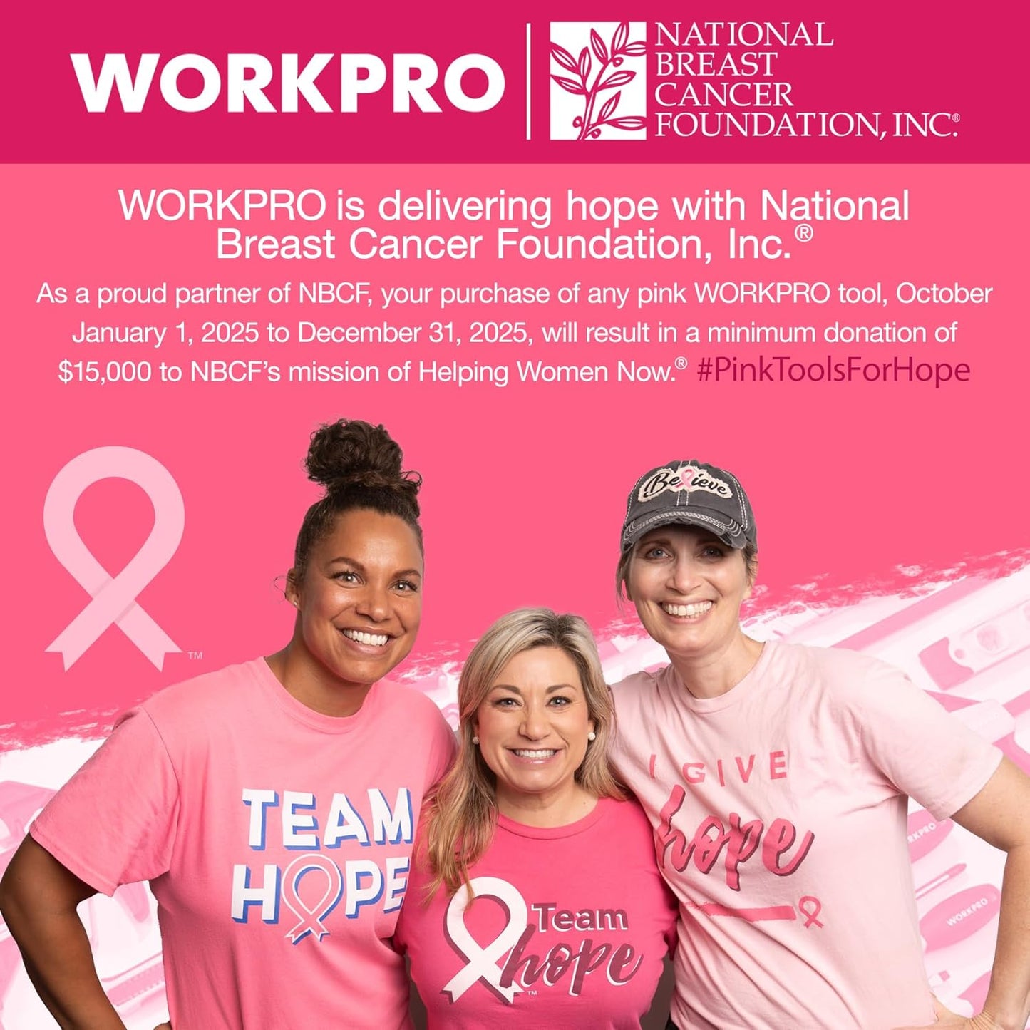 WORKPRO Garden Bag, Garden Tool Tote Storage Bag with 8 Pockets, Home Organizer for Outdoor Gardening Caddy, Garden Tool Kit Holder (Tools NOT Included), Pink Ribbon, Garden Gifts