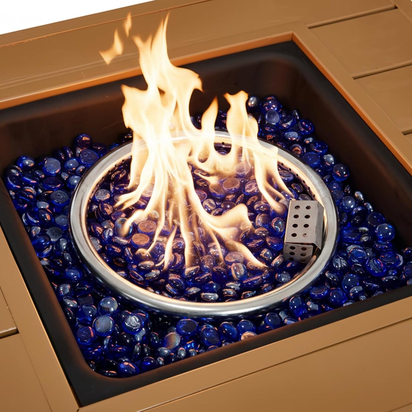 Outdoor Propane Fire Pit Table 44" with Lid & Wheels, Multifunctional Patio Fire Table with Storage Shelf, Steel Gas Firepit Dining Table for Backyard, Garden, Deck, Black