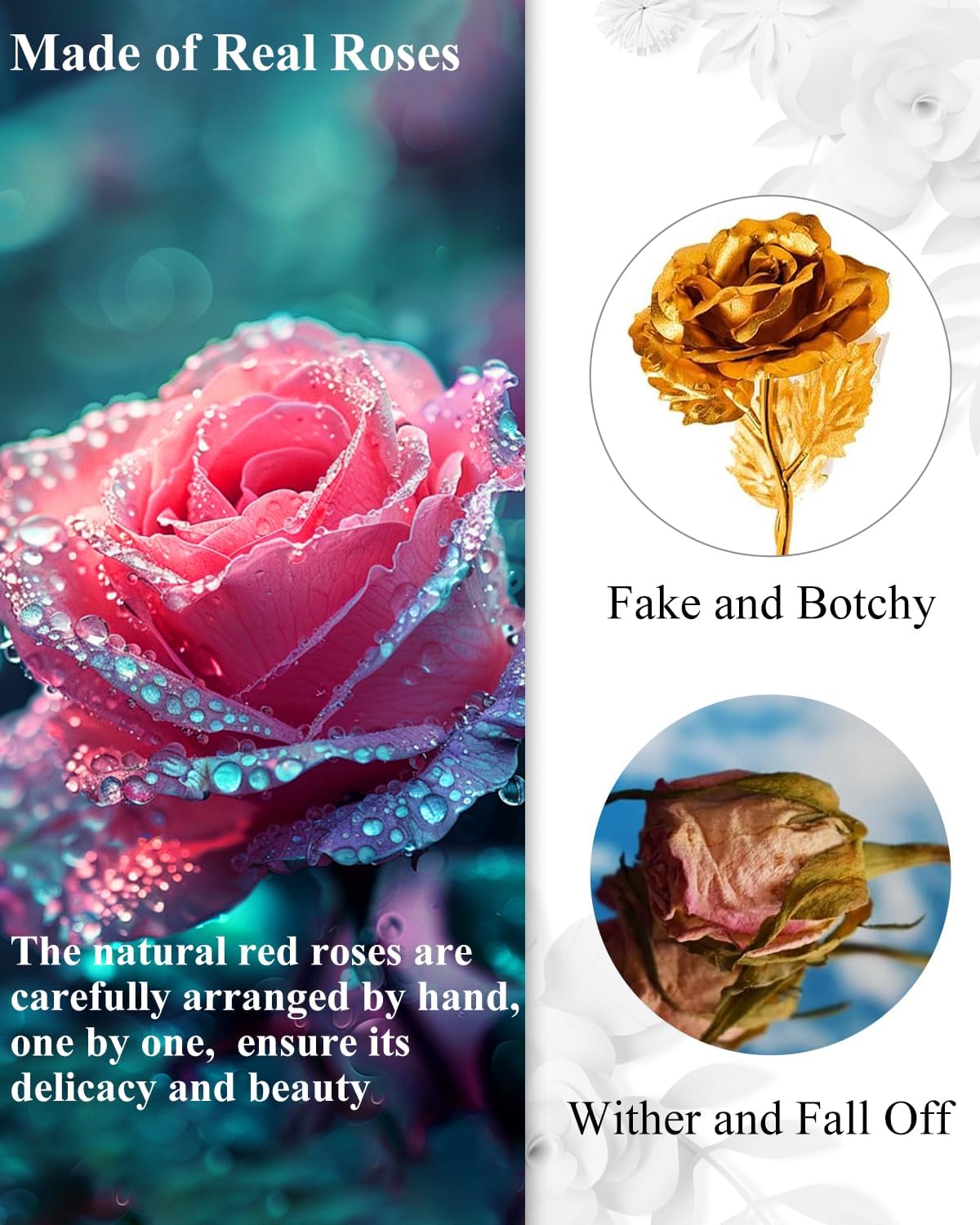 16 Flowers Preserved Roses Gifts for Women, Pink Forever Flowers Womens Birthday Gifts for Women Wife Friends Preserved Flower Rose Gift for Mom Her Wife gf